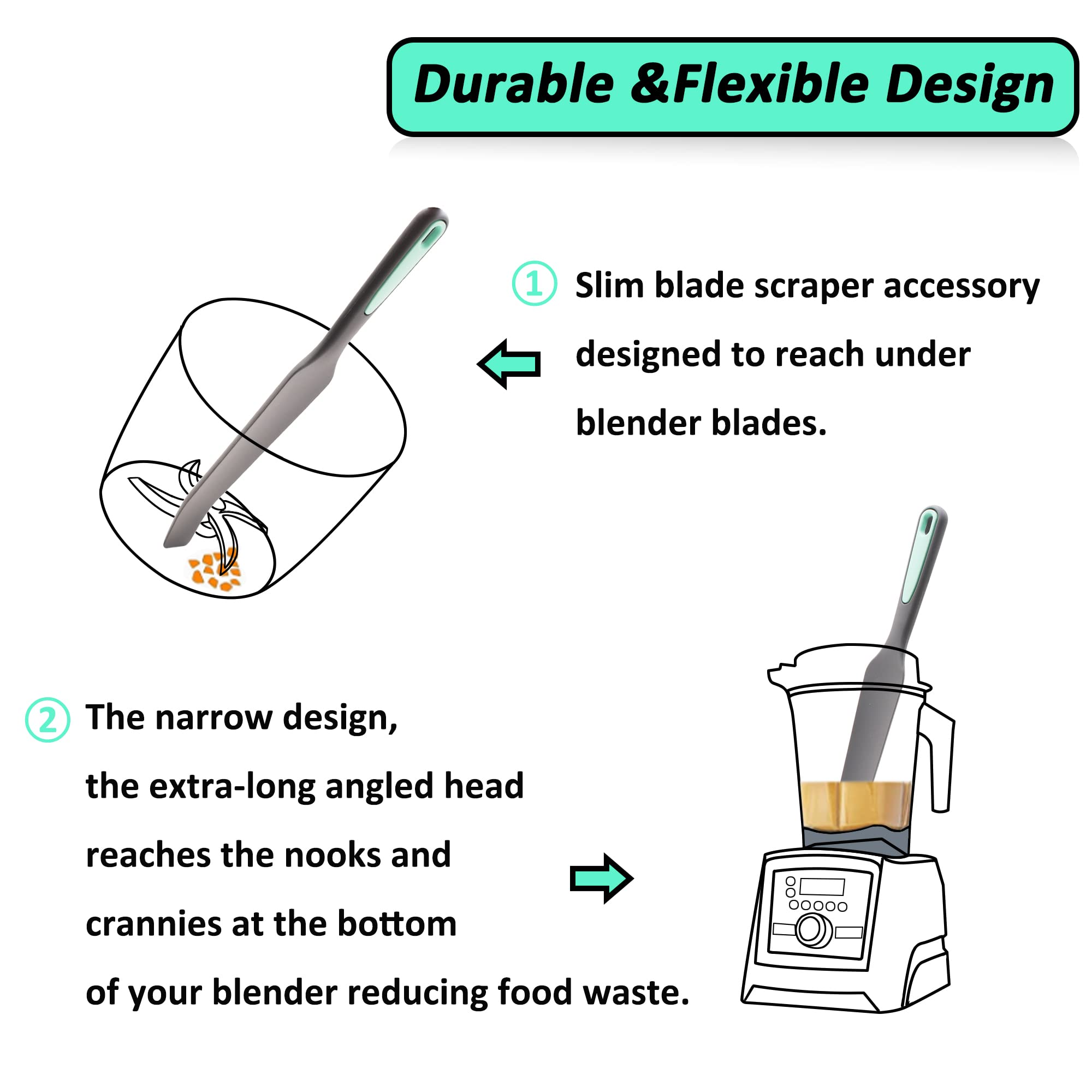 To Encounter Silicone Spatula Set, Rubber Blender Spatula, Jar Spatula For Baking Mixing And Stirring, Nonstick, Heat Resistant