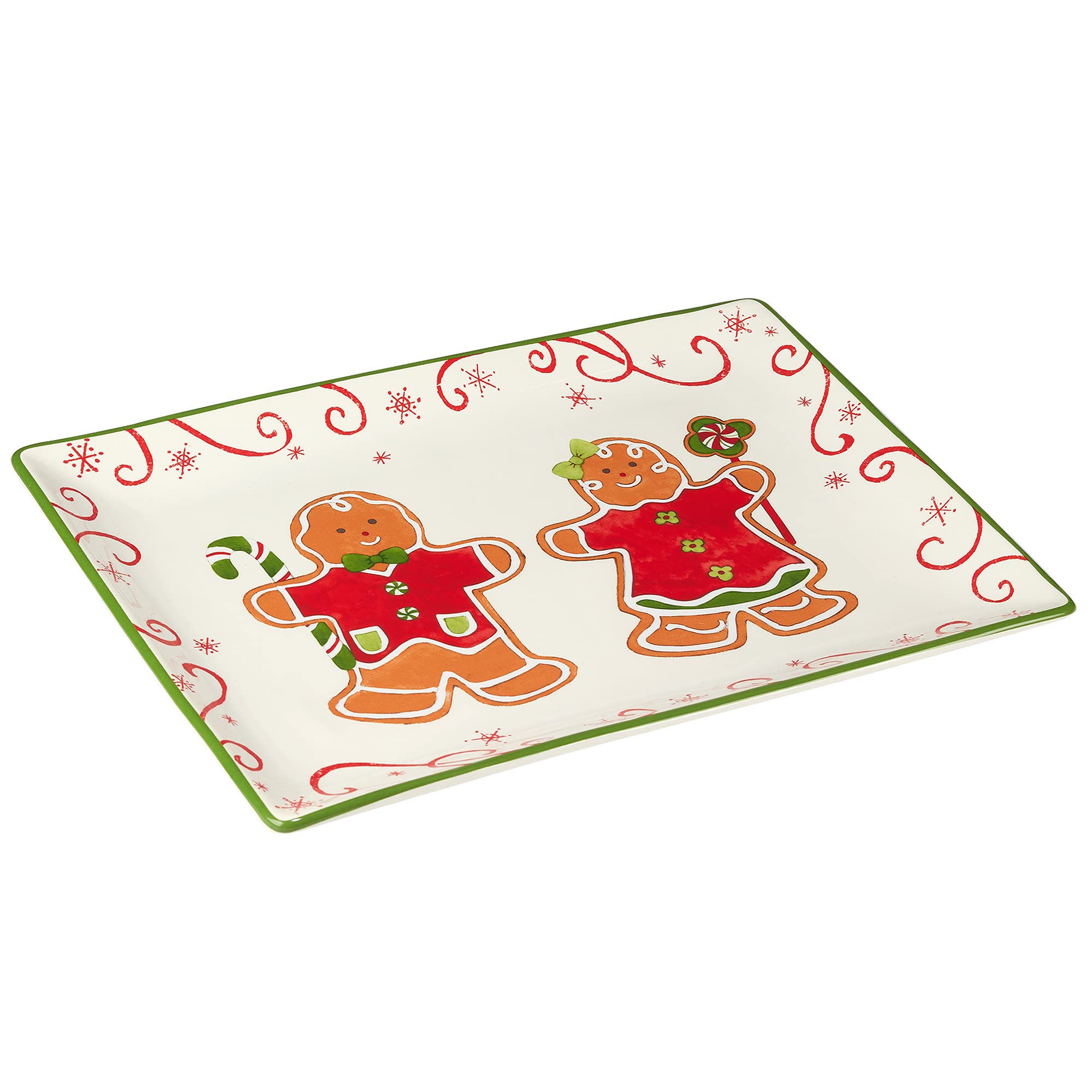 Certified International Holiday Magic Gingerbread Rectangular Serving Platter, 14'' X 10'', Multicolor, Large