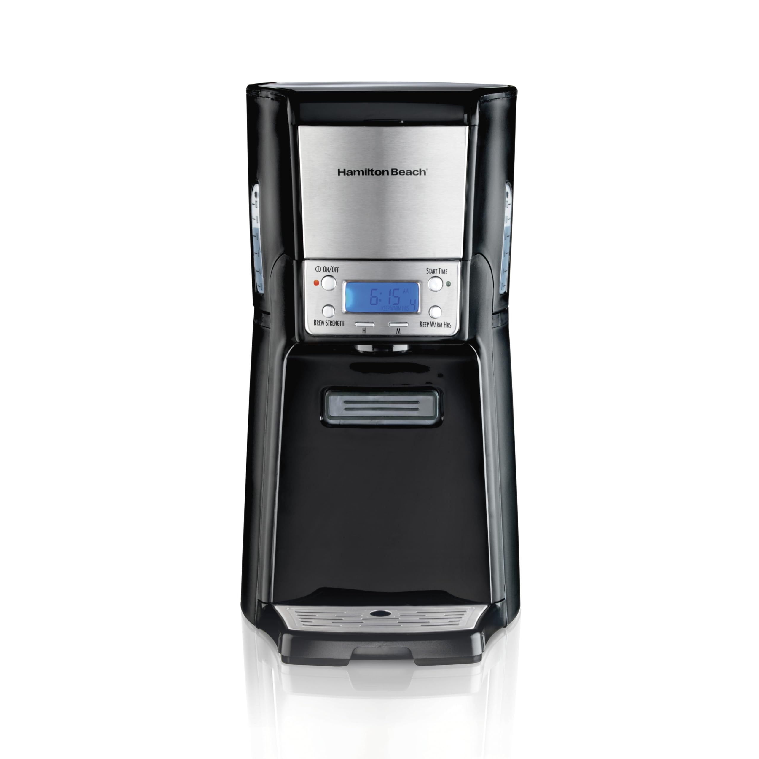 Hamilton Beach One Press Programmable Dispensing Drip Coffee Maker with 12 Cup Internal Brew Pot, Water Reservoir, Black with Ch