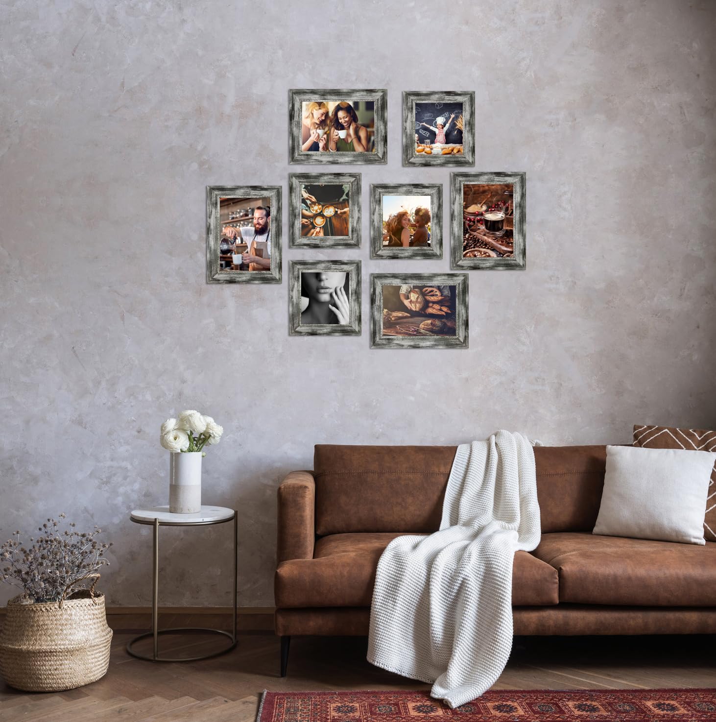 TKYGU 5x7 Picture Frames Set of 4- Rustic Retro Photo Frame with Real Glass Wall Mount and Tabletop Display Family Friends Weddi