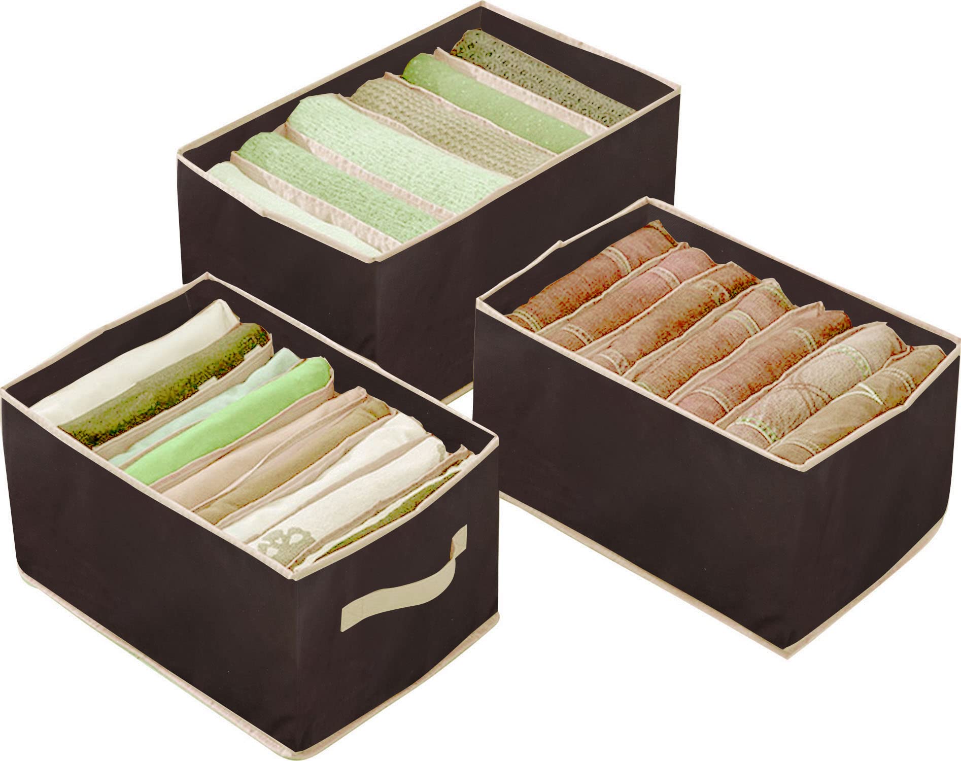 House Of Quirk Non-Woven Set Of 3 Wardrobe Clothes Organizer For Folded Clothes With Handle, Closet Drawer Organizers For Jeans 