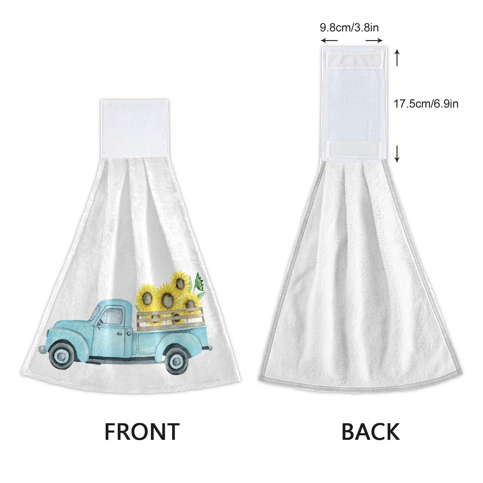 Boccsty Sunflower Blue Truck Turquoise Hanging Kitchen Towels 2 Pieces Spring Dish Towel Tie Towels Hand Towel Tea Bar Towels Fo