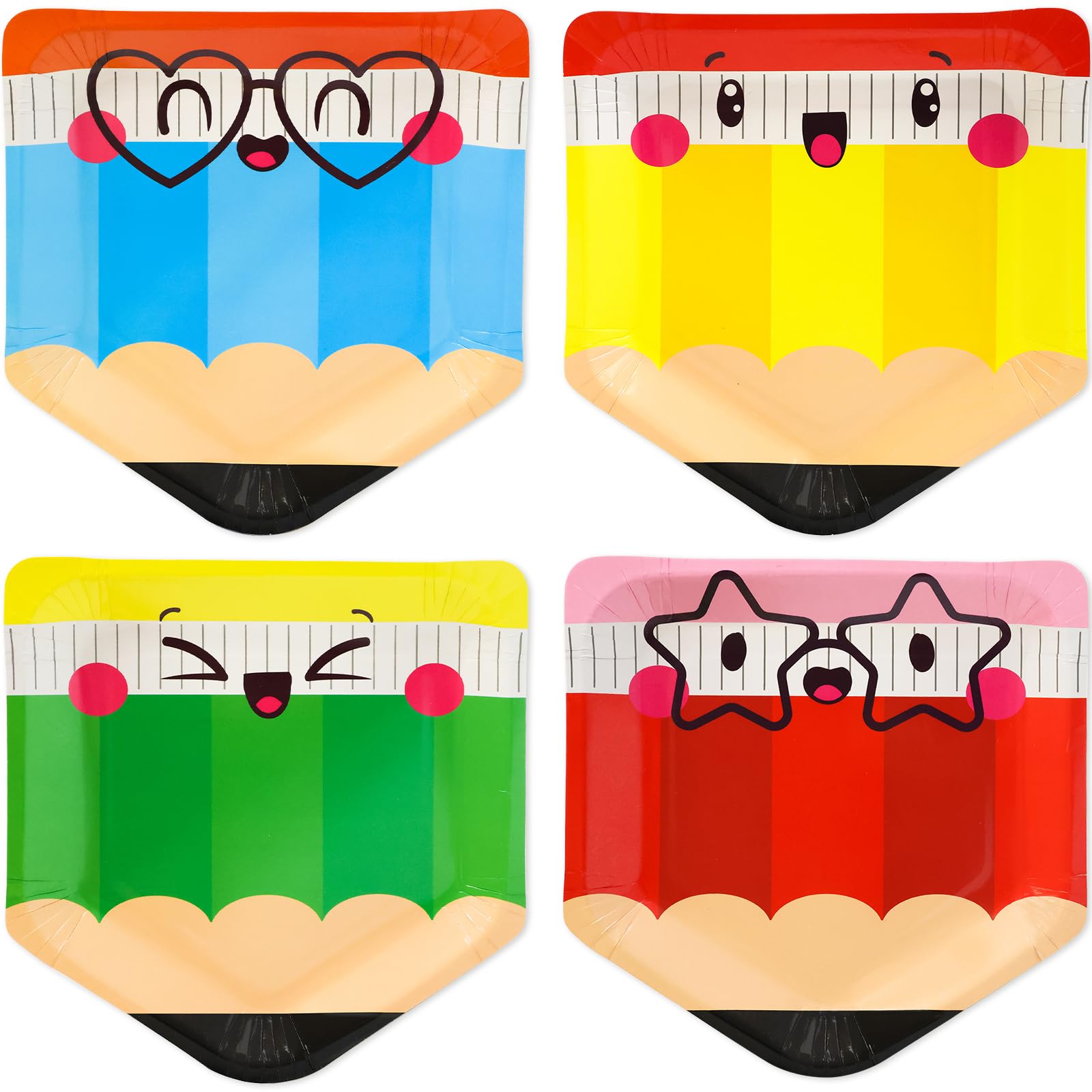 ceiba tree Back to School Pencil Paper Plates 40Pcs Disposable Pencil Shaped Plates First Day of School Dinner Dessert Plates fo