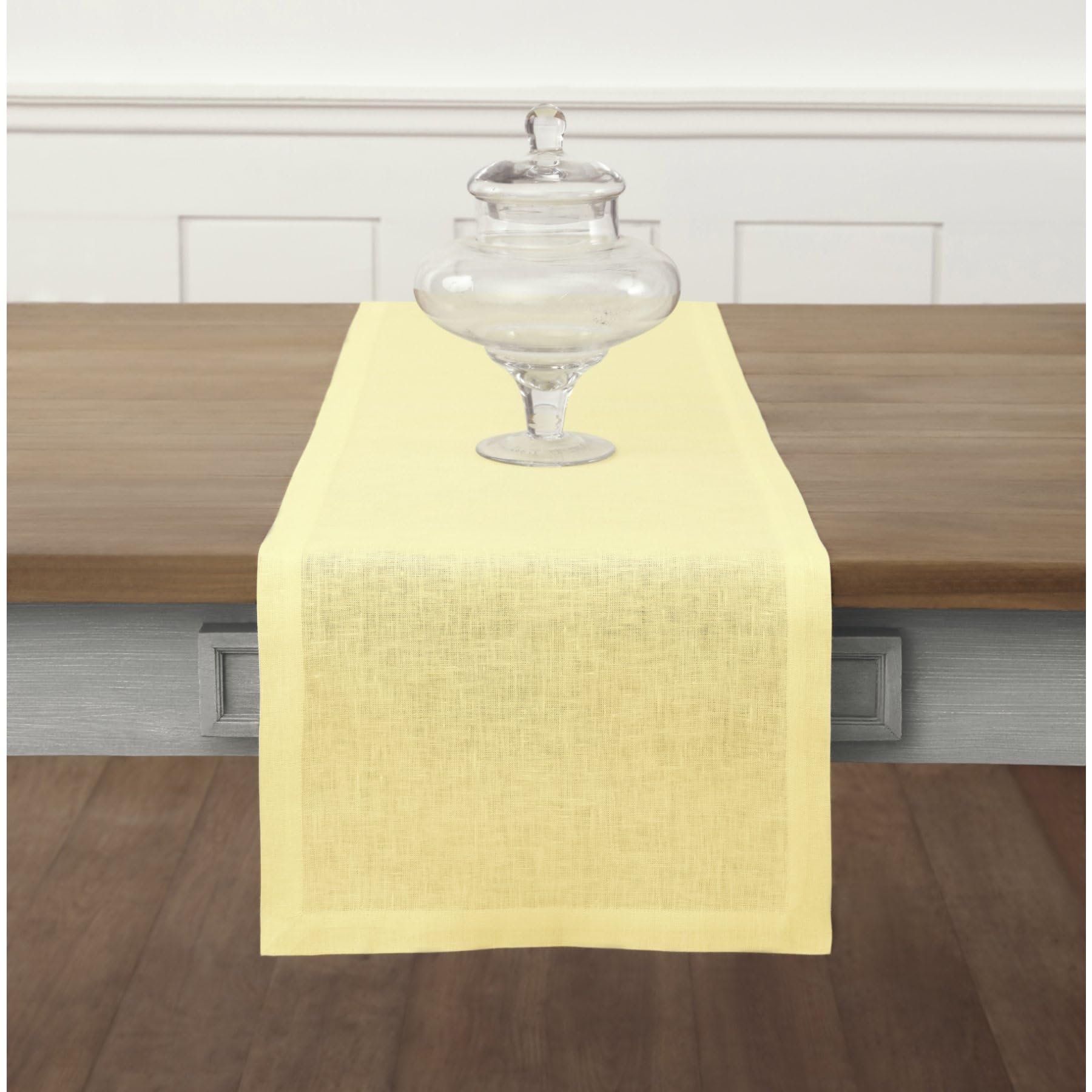 Solino Home Linen Yellow Table Runner 120 Inches Long - Fete, 100% Pure Linen Dining Table Runner 14 X 120 Inch Ideal For Weddin