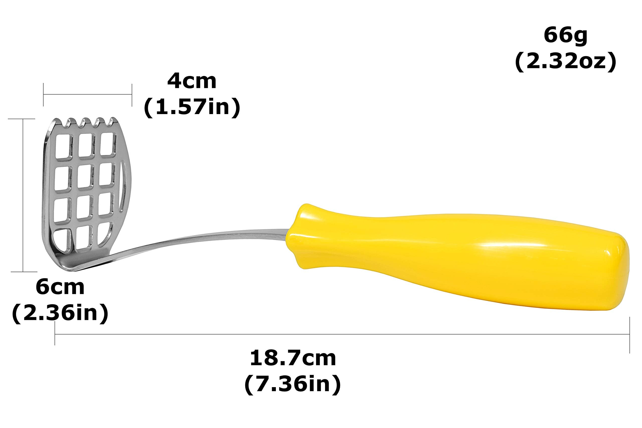 Seki Japan Smallish Egg & Potato Masher, Heavy Duty Stainless Steel, Hand Smasher For Potatoes Avocado And Beans 7.4    Mashing