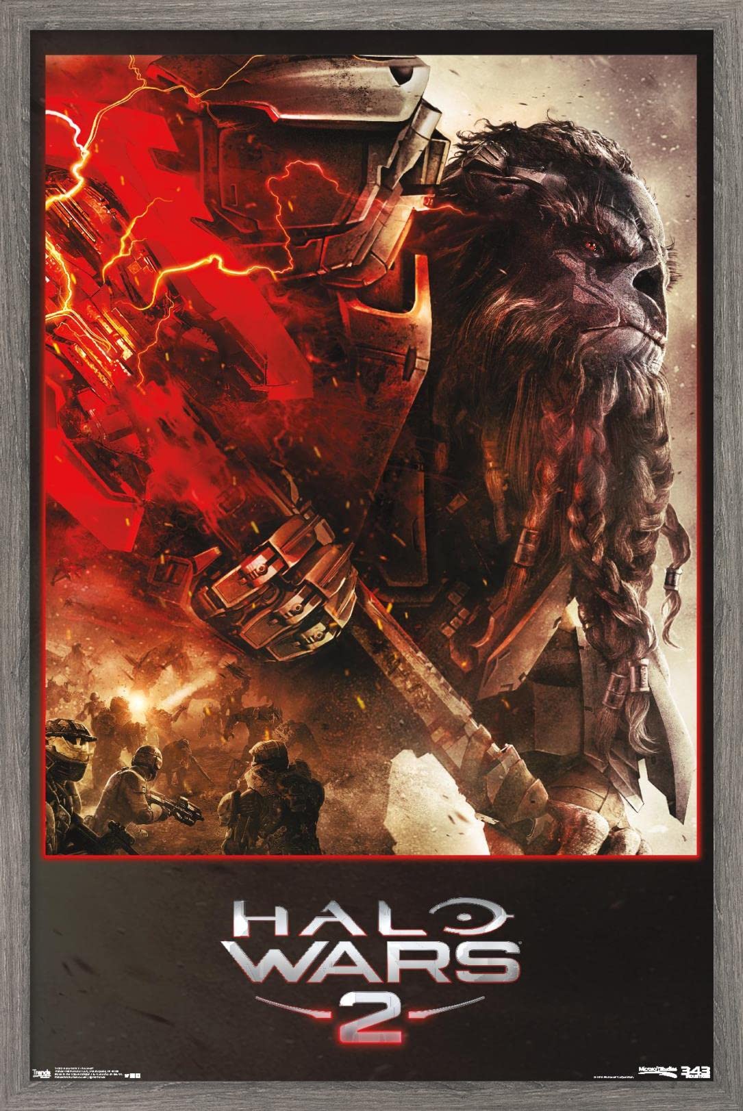 Trends International Halo: Halo Wars 2 - Face-Off Wall Poster, 14.725'' X 22.375'', Barnwood Framed Version