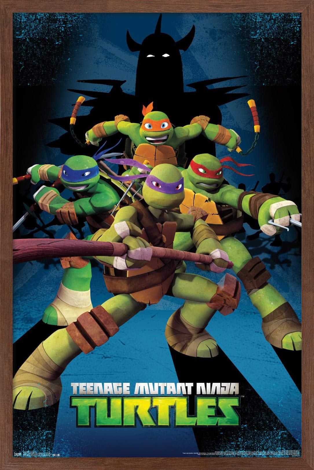 Trends International Nickelodeon Teenage Mutant Ninja Turtles - Assemble Wall Poster, 22.375'' X 34'', Mahogany Framed Version