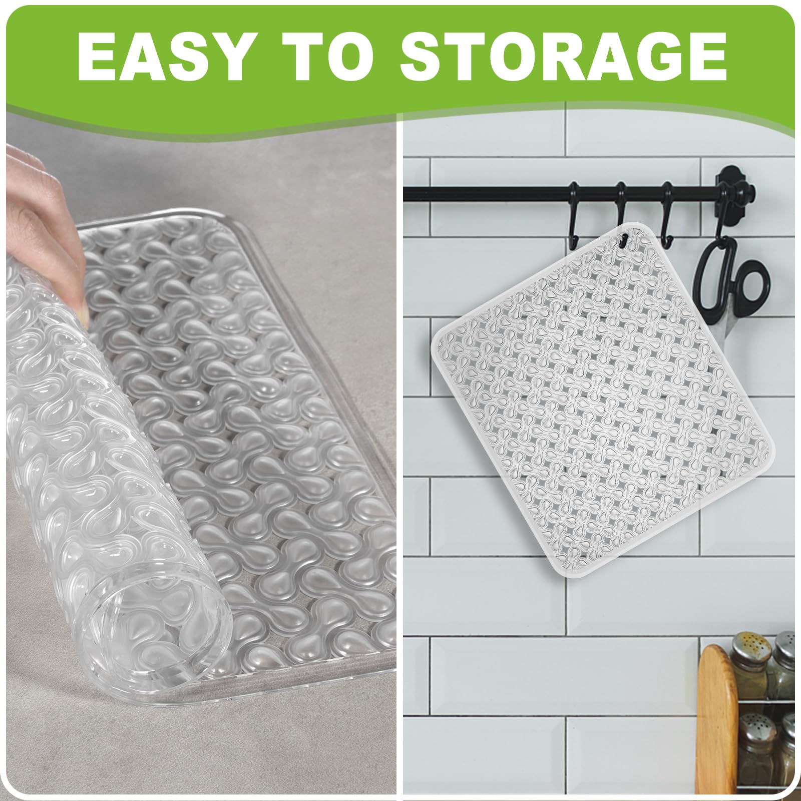 2 Pack Kitchen Sink Mat Plastic Sink Protect Mat Pvc Eco-Friendly Kitchen Adjustable Stainless Steel/Porcelain Dish Drying Pad S