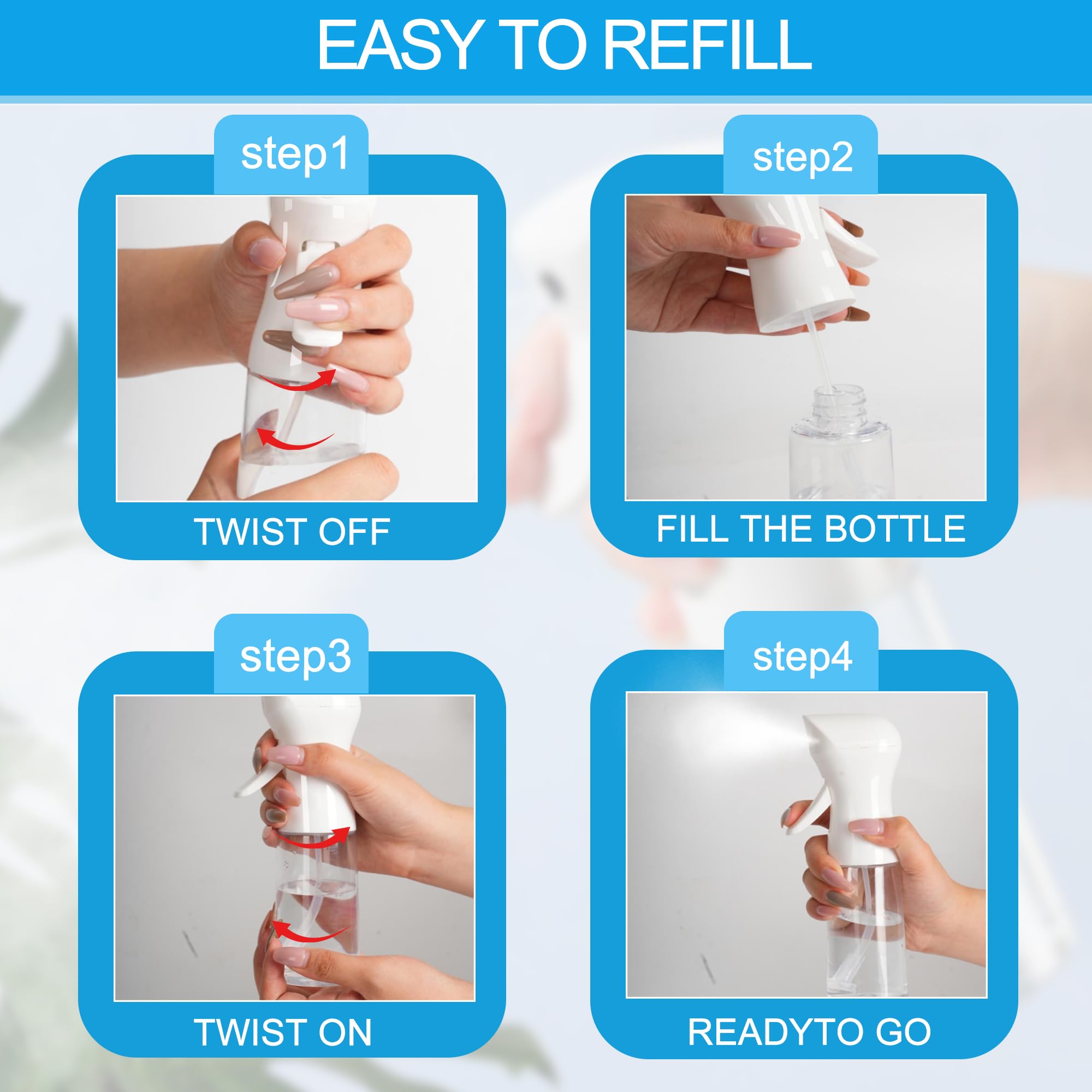 Miralosvian Spray Bottle For Hair Continuous Ultra Fine Mist (200Ml) 360 Multi Spray Bottle For Plants, Cleaning, Skin Care Leak