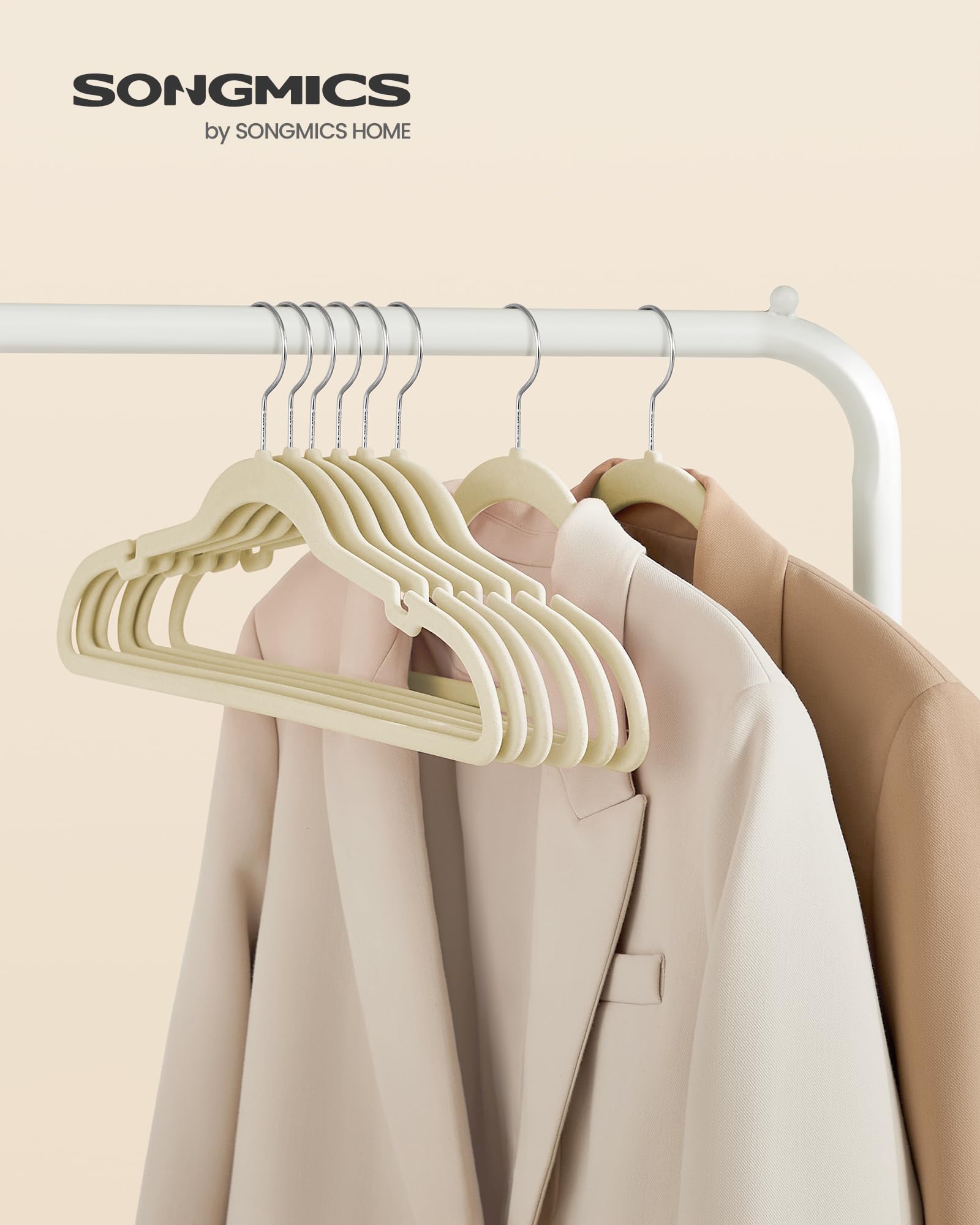 Songmics Velvet Hangers 50 Pack, Non-Slip Clothes Hangers, Suit Hangers With Shoulder Notches, Pants Bar, 360 Swivel Hook, Space