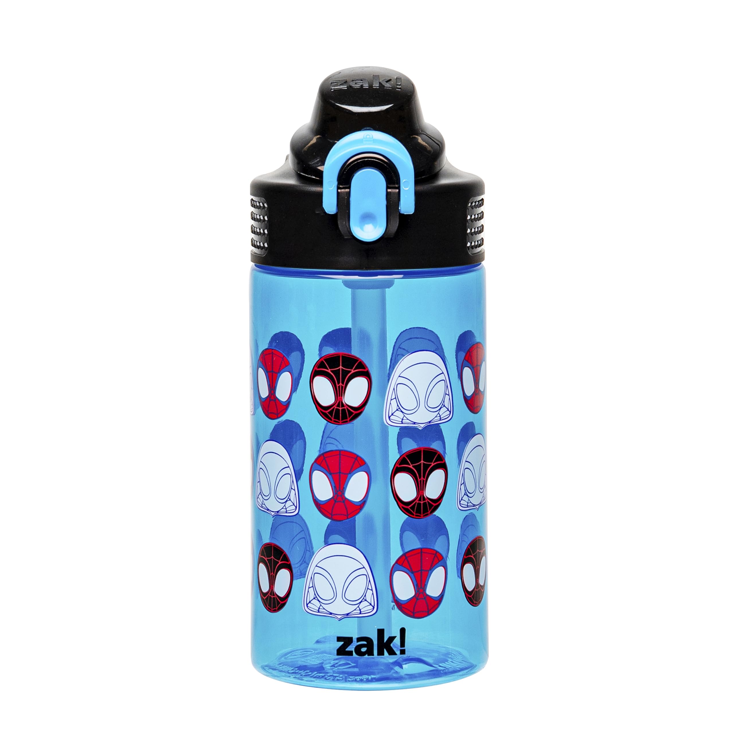 Zak Designs Sage Marvel SpiderMan Water Bottle For School or Travel, 16oz Durable Plastic Water Bottle With Straw, Handle, and 