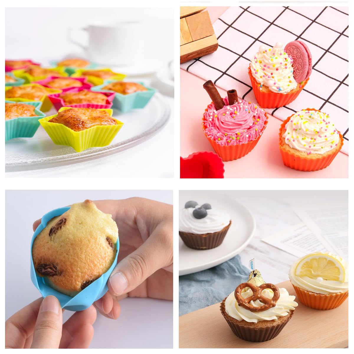 Reusable Silicone Cupcake Baking Cups 12 Pack, 2.75 Inch Silicone Baking Cups, Reusable & Non-Stick Muffin Cupcake Liners For Pa