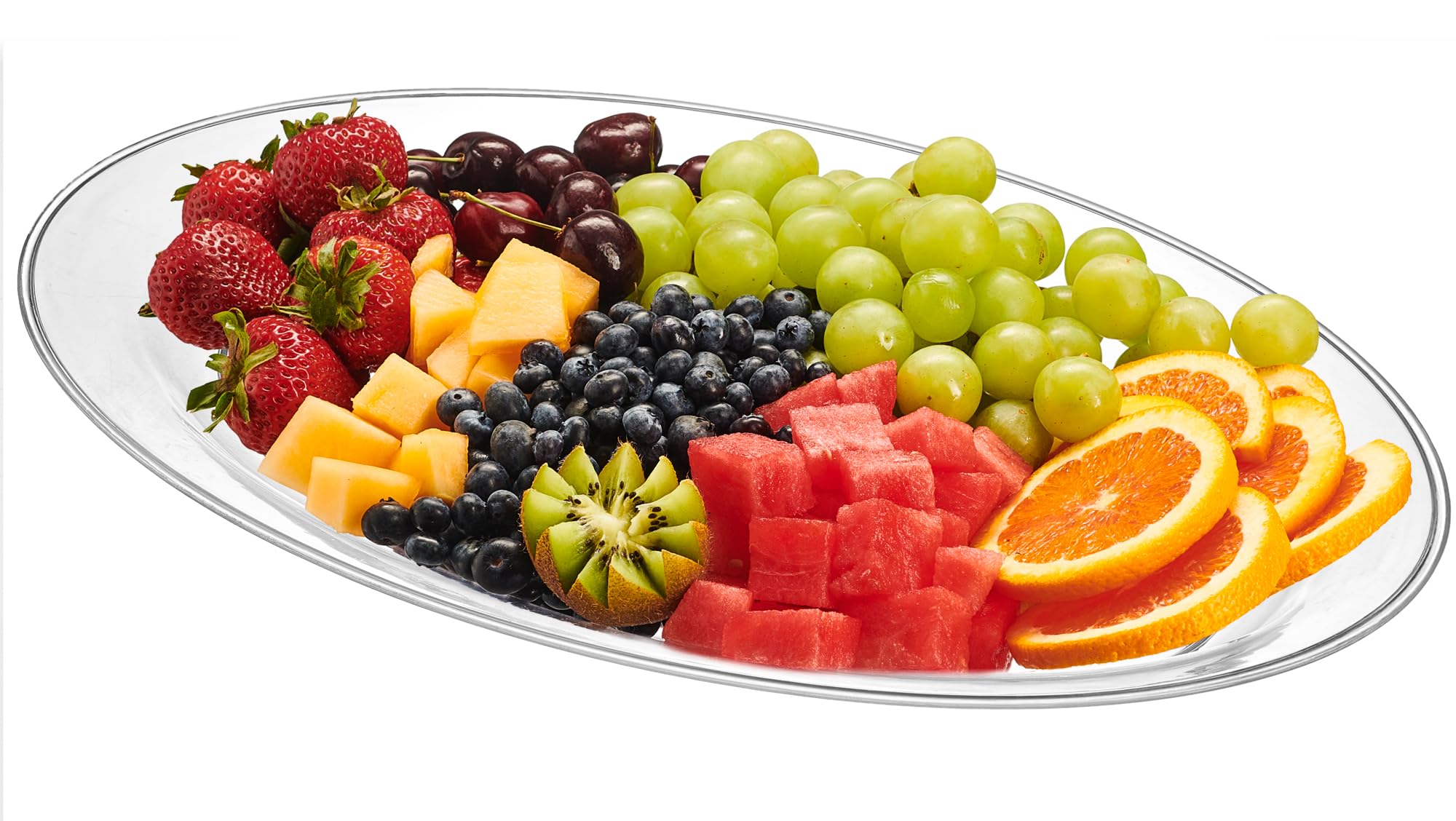 Plasticpro Plastic Oval Serving Trays - Serving Platters Oval 11 X 16 Disposable Party Dish Crystal Clear Pack Of 4