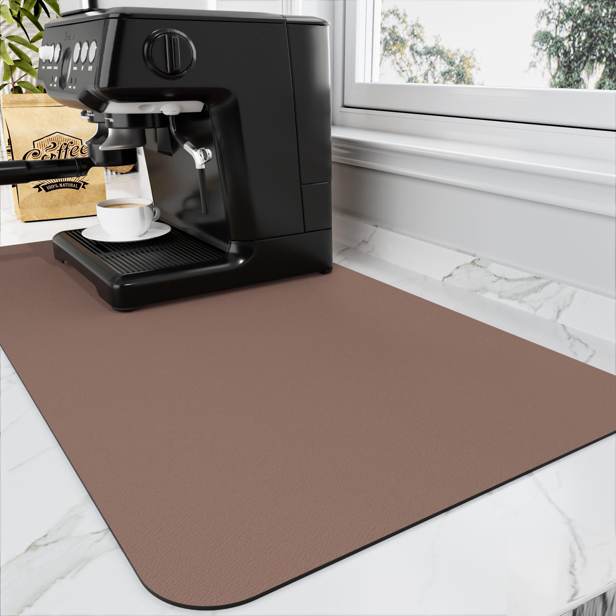 HotLive Coffee Mat - Absorbent Hide Stain Rubber Backed Dish Drying Mat for Kitchen Counter - Bar Mats for Countertops Accessori