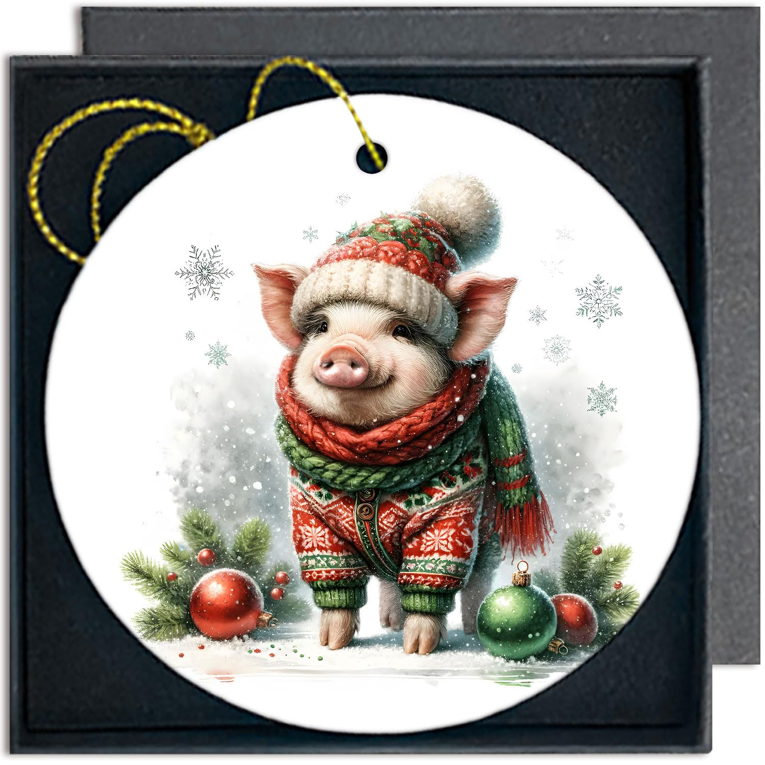 Christmas Pig Ornament - Decorative Hanging Decor for Pig Lovers