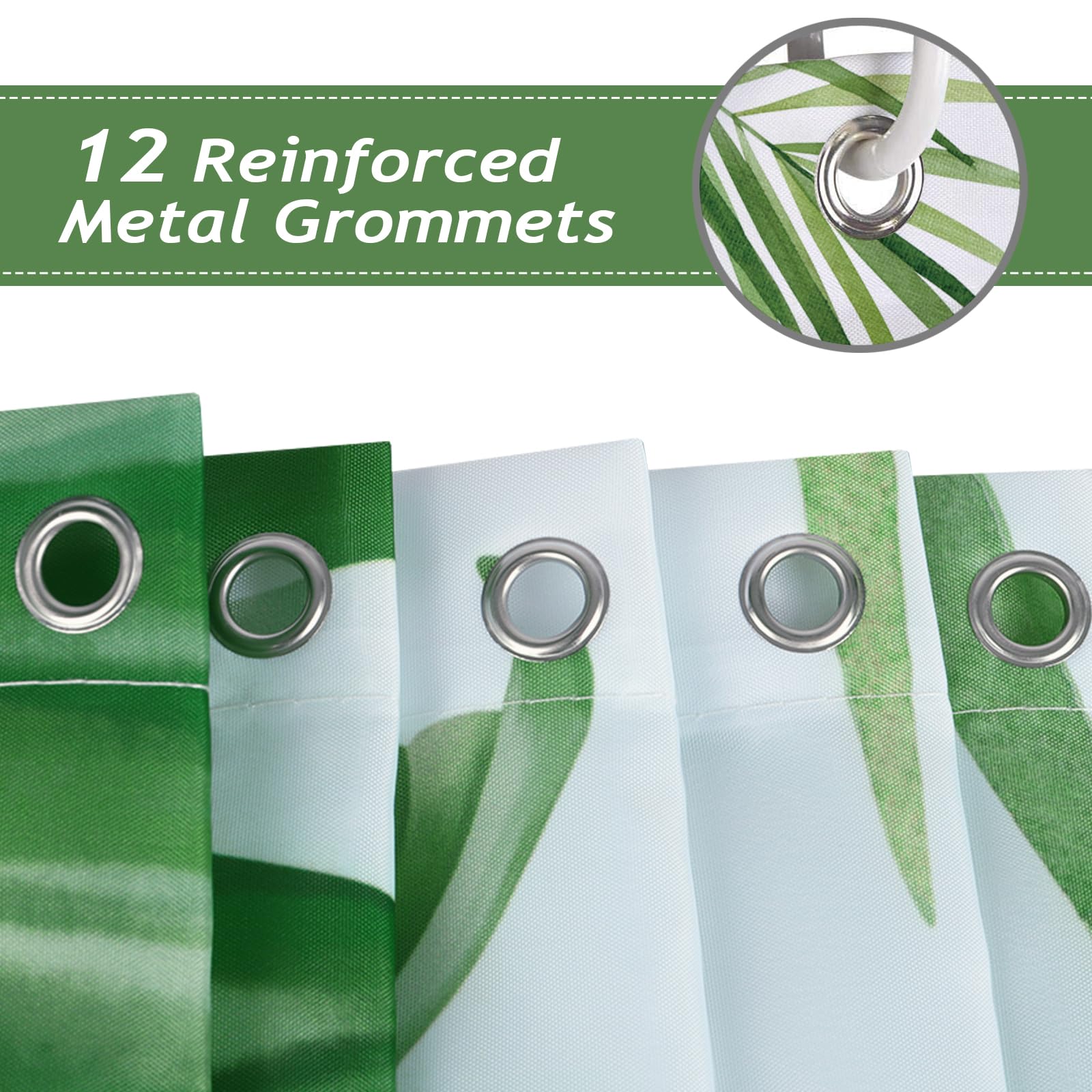 Bonhause Tropical Leaves Shower Curtain Green Palm Monstera Leaf Decorative Bath Curtain 72 X 72 Inch Polyester Fabric Waterproo