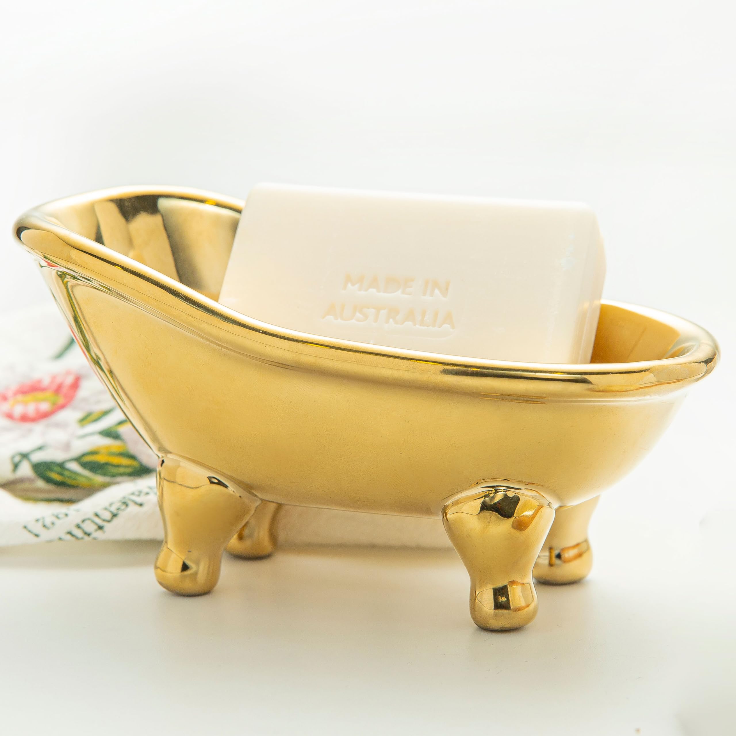 5.6'' Ceramic Mini Bathtub Soap Dish Decortative Clawfoot Bathroom Soap Dish (Crme)