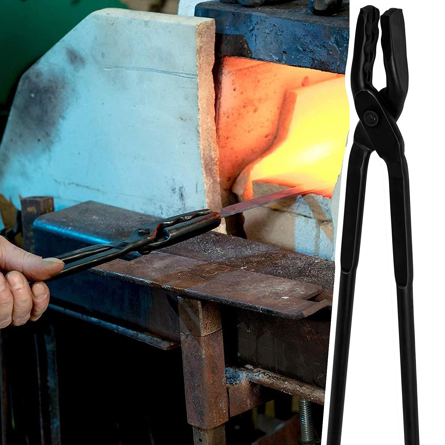 Blacksmith Tongs Wolf Jaw Blacksmithing Tongs & V-Bit Tongs Blacksmith Forge Tools Knifemaking Bladesmith Blacksmithing Tongs To