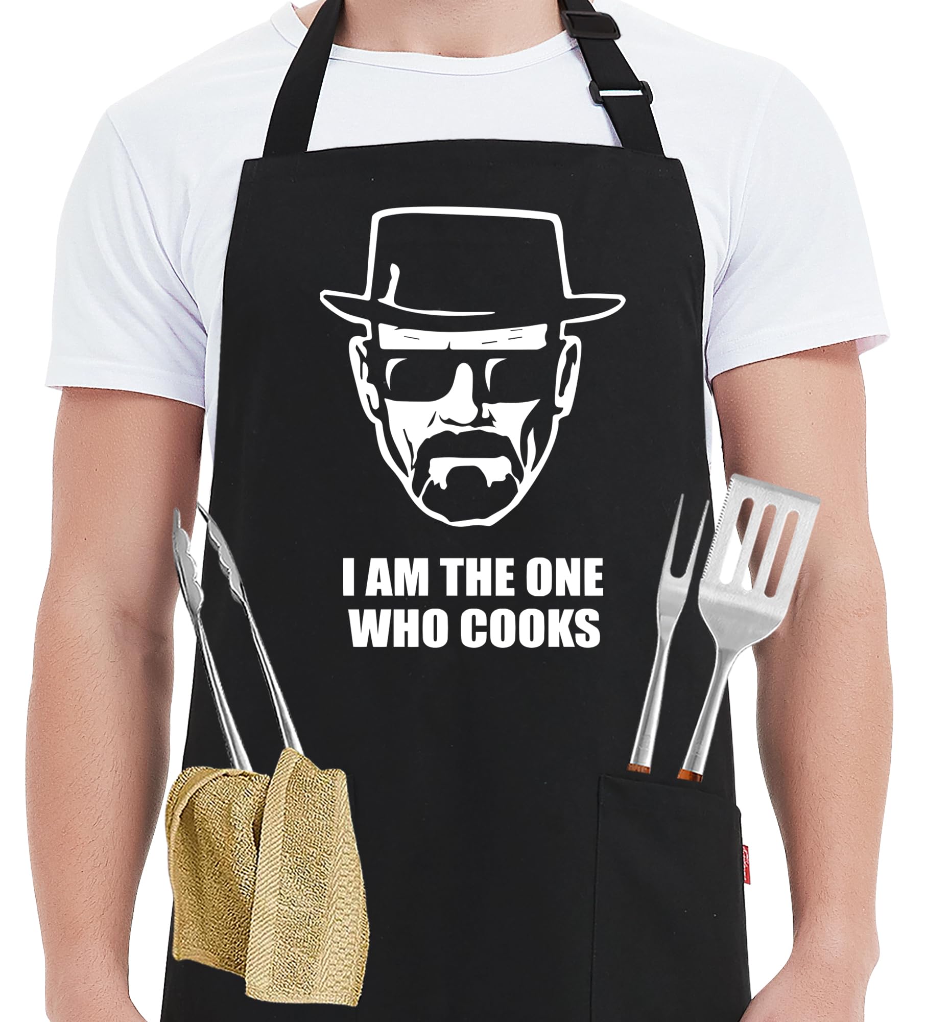 Kaidouma Funny Chef Aprons For Men  Adjustable Funny Kitchen Cooking Grilling Bbq Aprons With 2 Pockets And 40 Long Ties  Birt