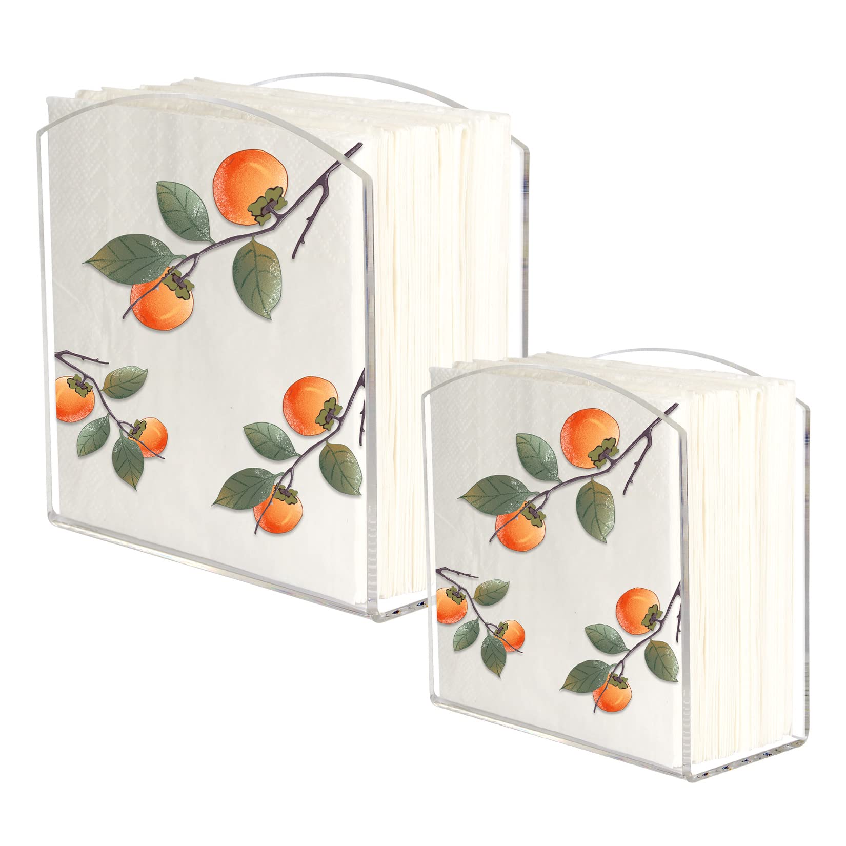 Yes!Fresh Napkin Holder Simplicity Clear 2 Pack Set,Mess-Free Space Saver Upright Windproof Napkin Holders For Kitchen,Home D  C