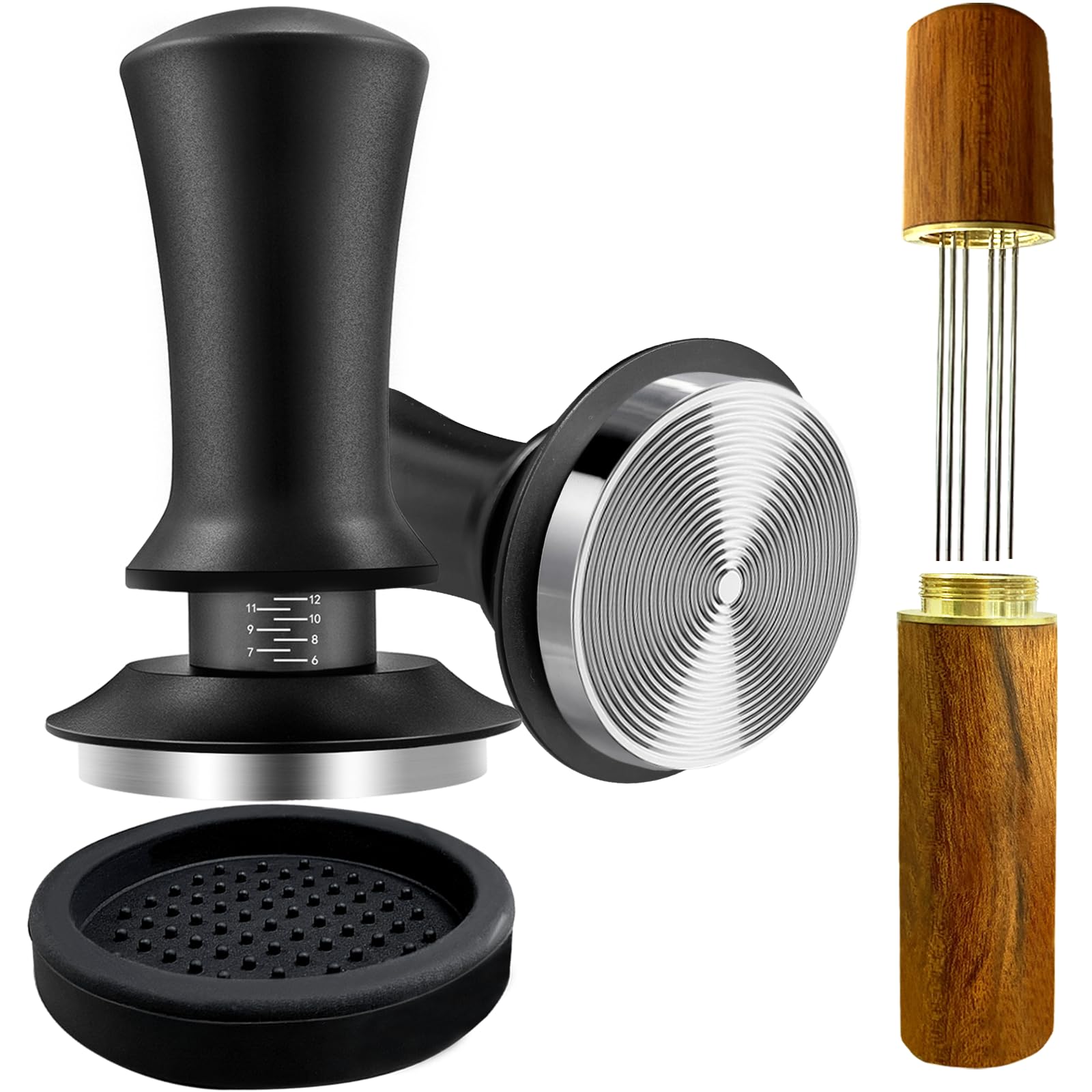 Yeelan Espresso Tamper 51Mm With Wdt Tool,Calibrated Spring Loaded Coffee Tamper With Silicone Mat,100% Flat Stainless Steel Bas