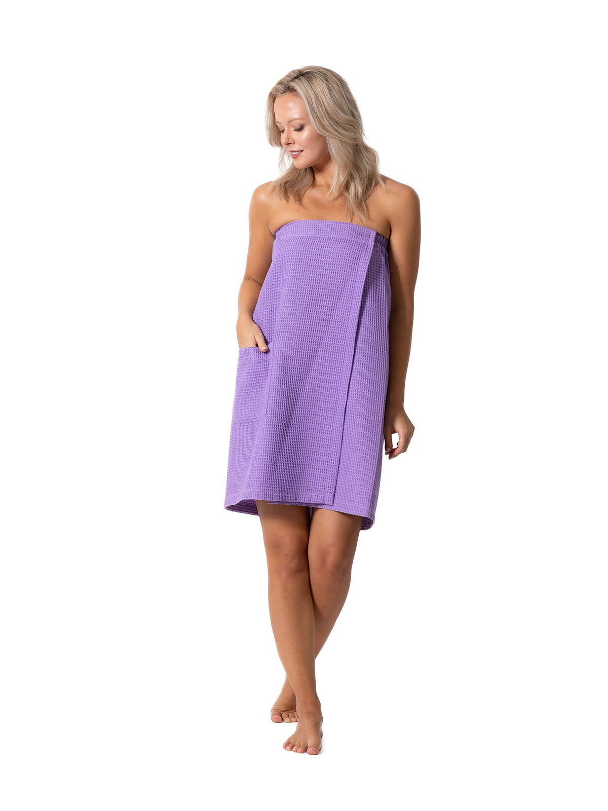 Robe Direct Quick Dry, Lightweight Waffle Spa/Bath Wrap with Adjustable Closure & Elastic Top (Lavender, Large-X-Large)