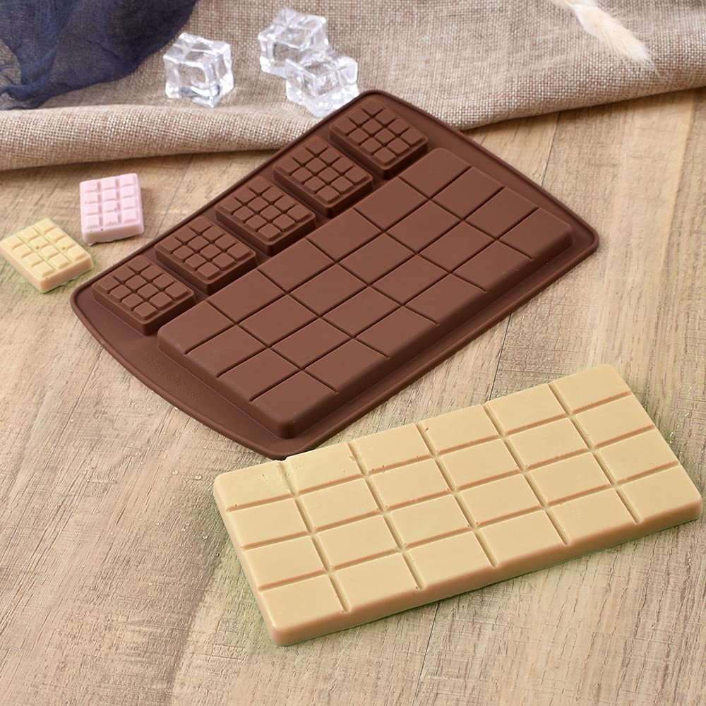 Ionegg Break Apart Silicone Chocolate Bar Molds, Homemade Protein And Energy Bar Molds, 5 Packs