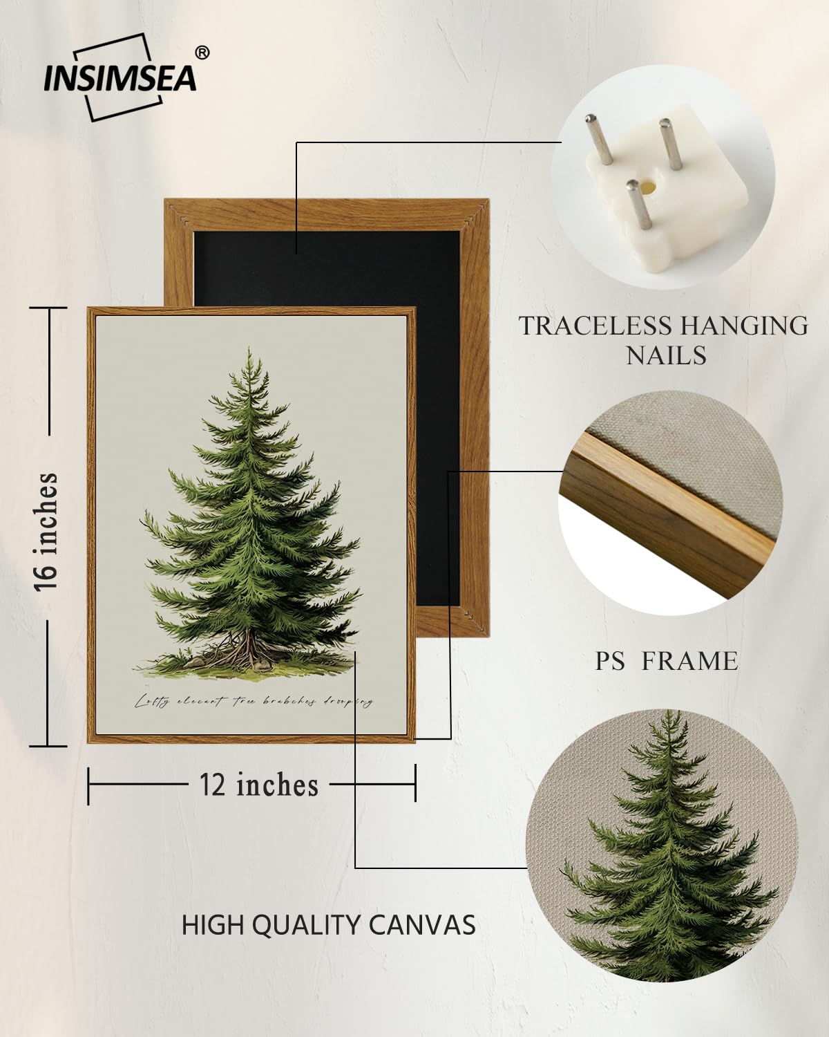 InSimSea Christmas Decor Framed Wall Art, Christmas tree Canvas Painting, elegant Holiday decor Unique Christmas Gifts For Table