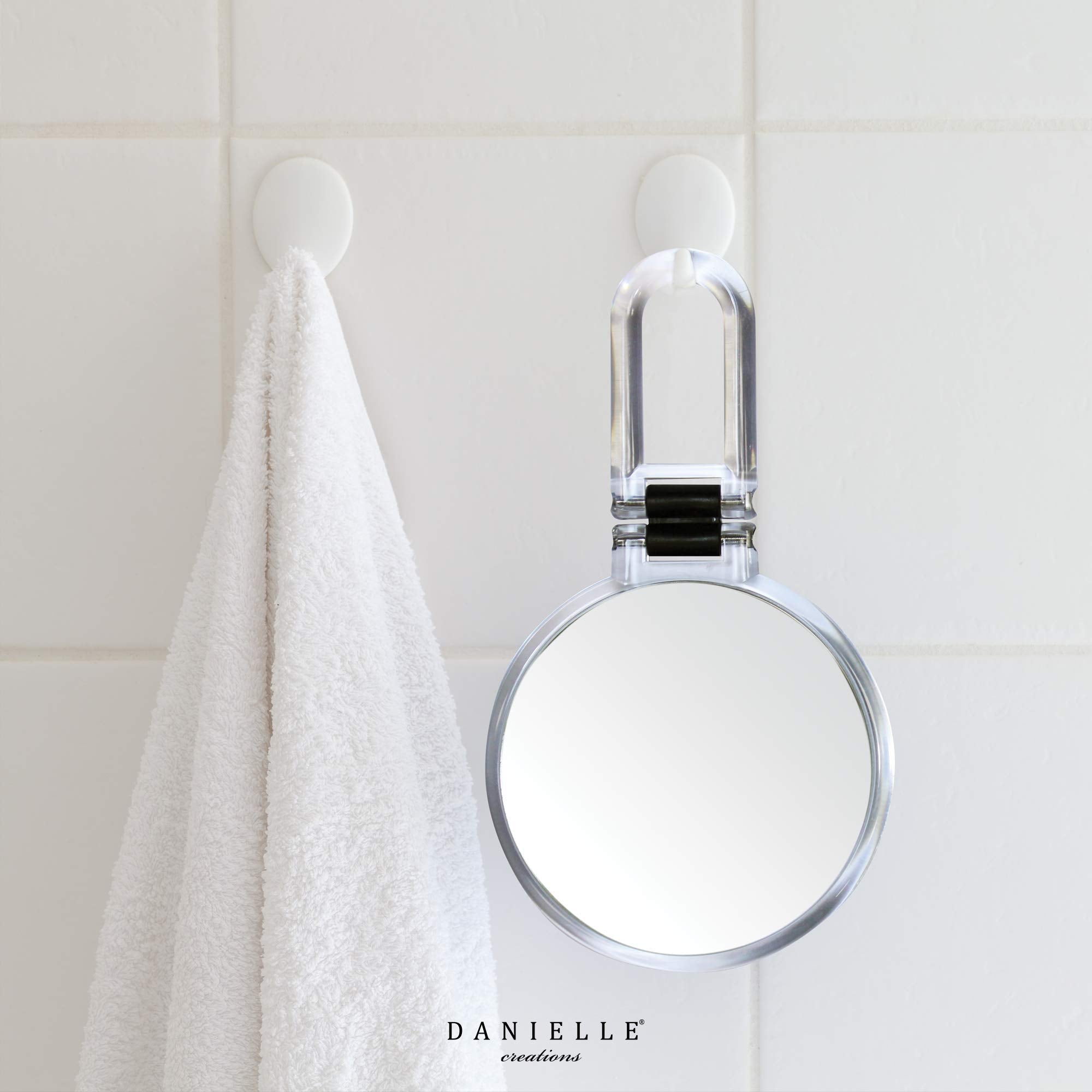 Danielle Creations 5.5-Inch Folding 2-Sided Hand Mirror, 10X Magnification, Acrylic