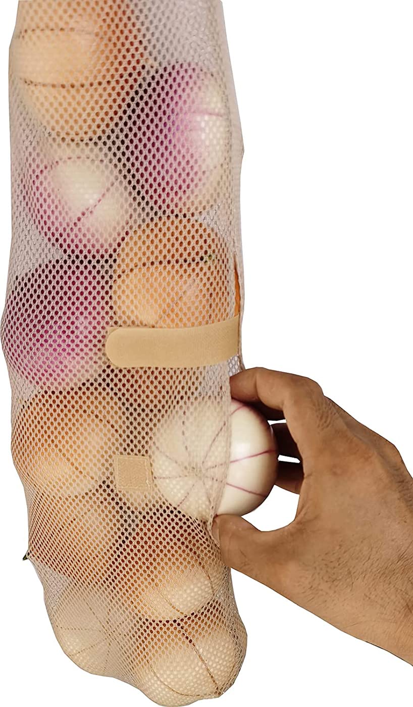Ahyuan Hanging Mesh Storage Bags 5 Pack Onion Bags Mesh Garlic Net Bags Potatoes Bags Long And Large Reusable Net Storage Produc