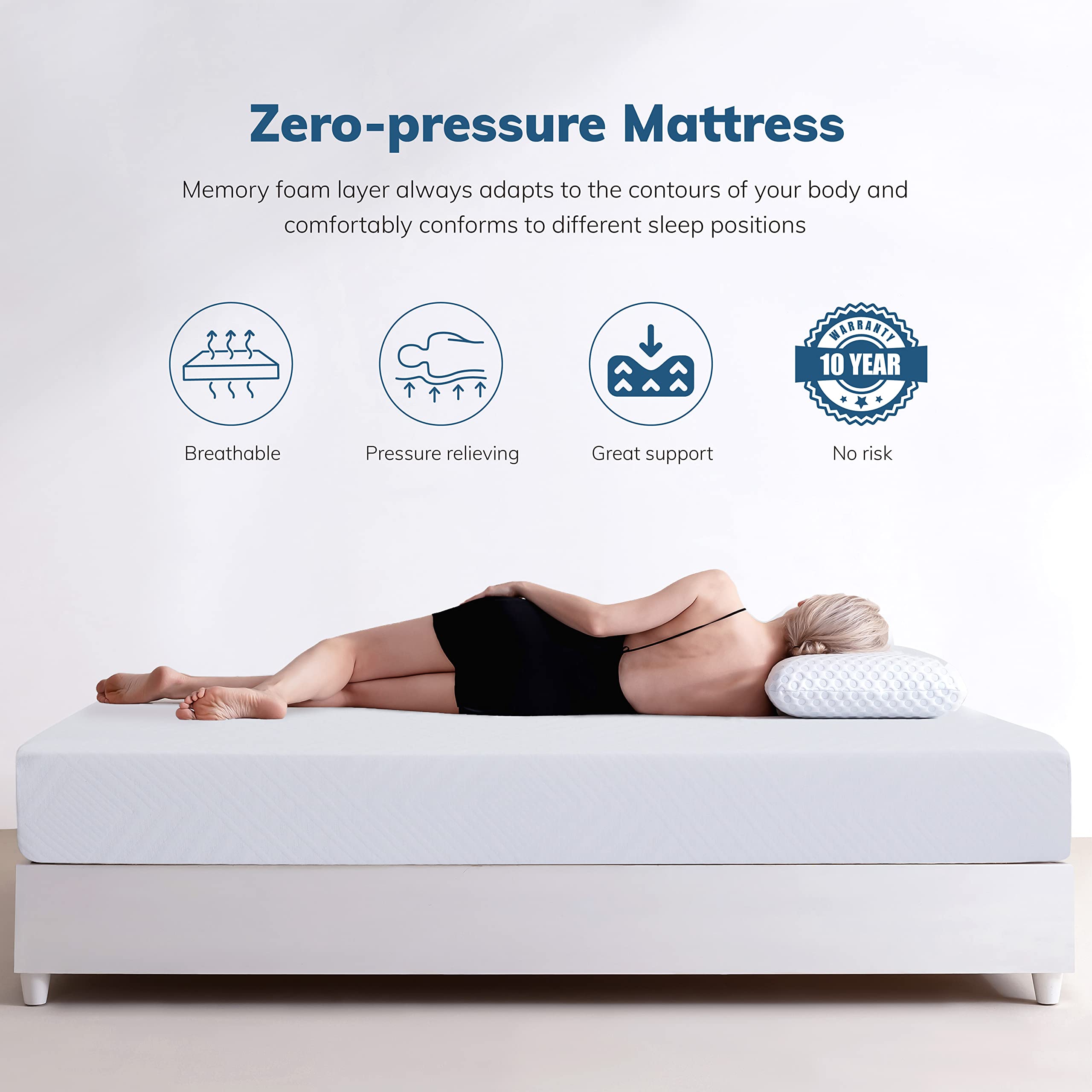 Ego White 8 Inch Twin Memory Foam Mattress, Cooling Gel Green Tea Mattress Bed In A Box, Certipur-Us Certified, Kids Mattress Fo
