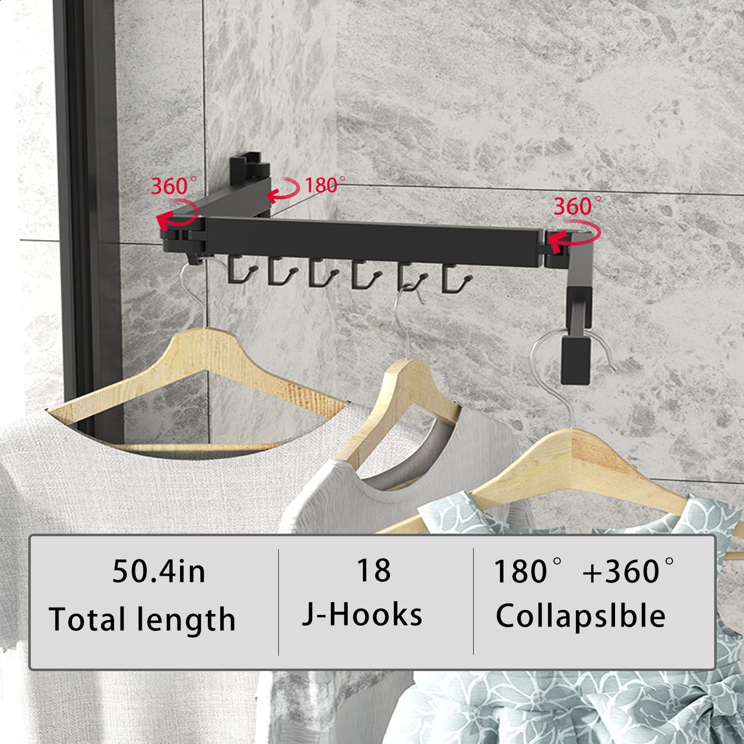 Dr.Dj Clothes Drying Rack For Laundry, Retractable Clothes Hanger Rack Wall Mounted Folding Indoor, Drying Rack, Space Saver Clo