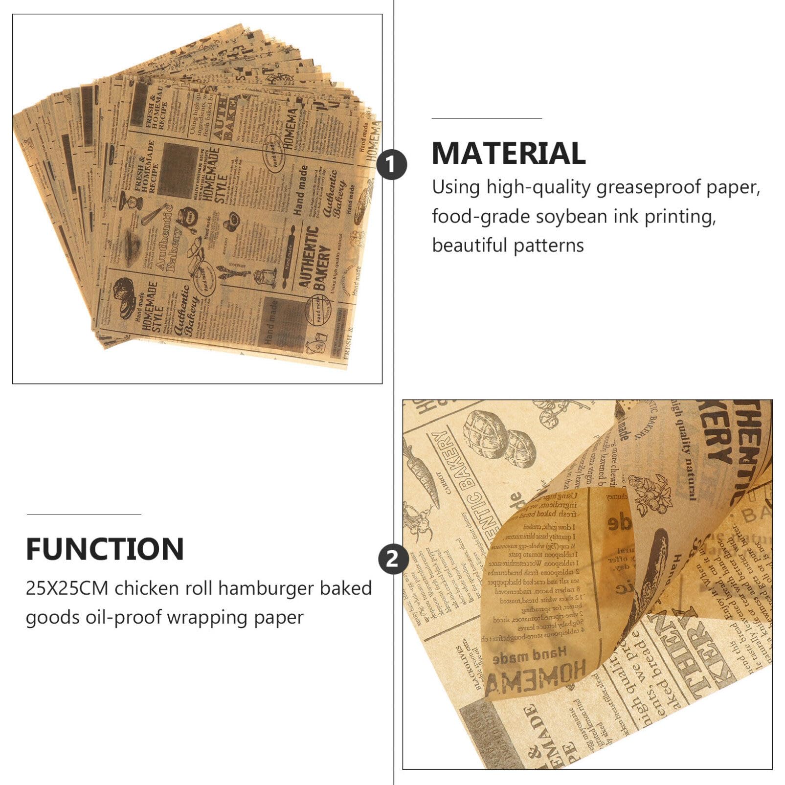 Doitool Parchment Paper Sheets 50 Sheets Wax Paper Sheets For Food, Greaseproof Newsprint Vintage Craft Paper Beautiful Baking P
