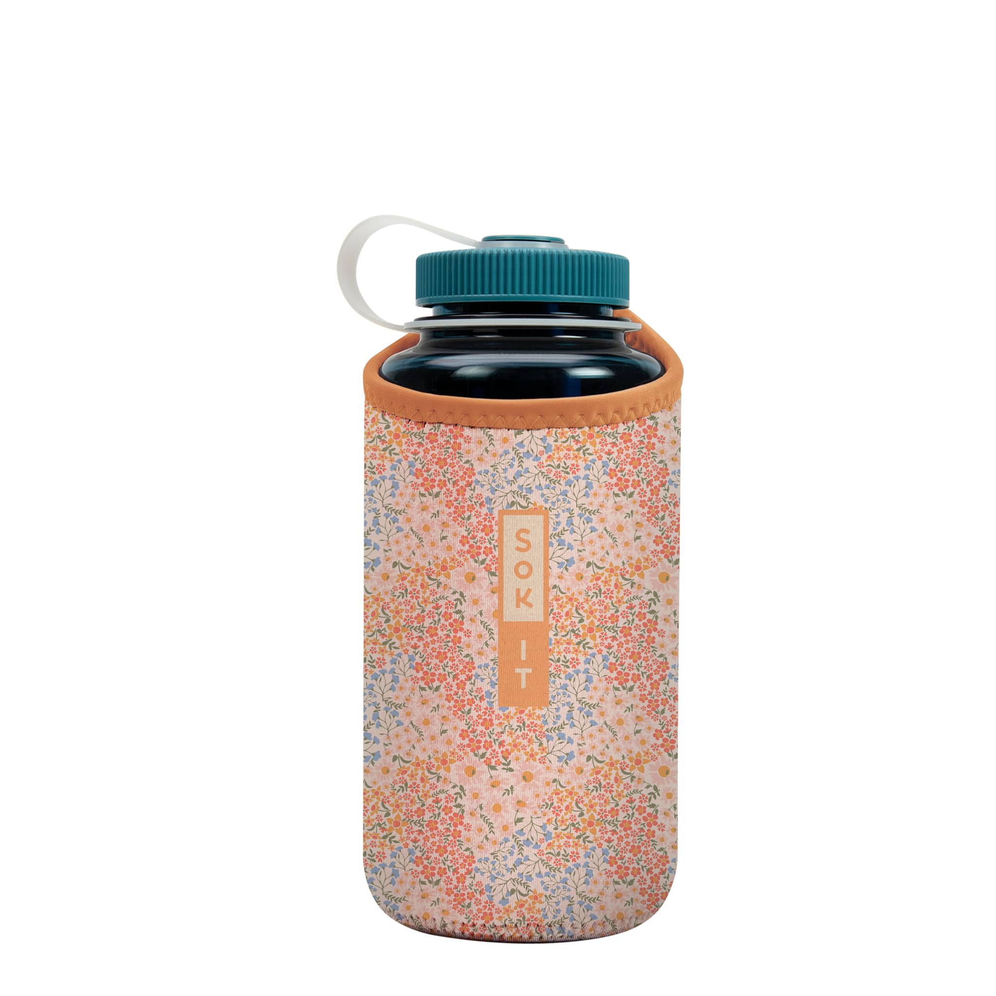 Sok It BotlSok Water Bottle Sleeve Insulated Neoprene Cover (Dainty Florals, Fits 32oz Nalgene)