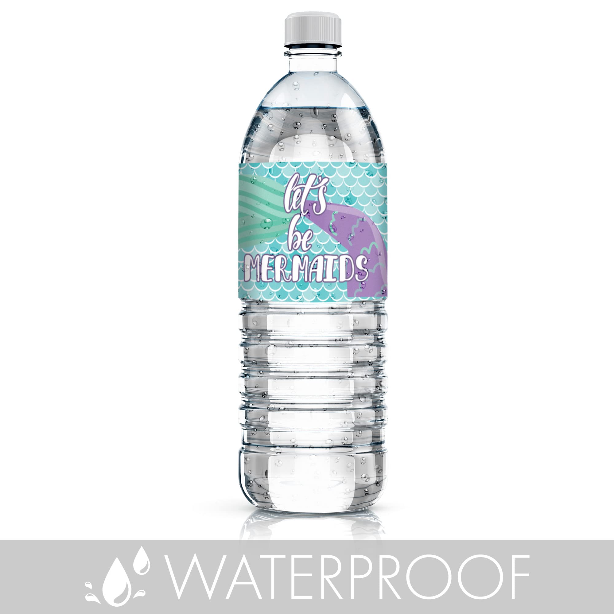 Mermaid Party Water Bottle Labels, 24 Stickers