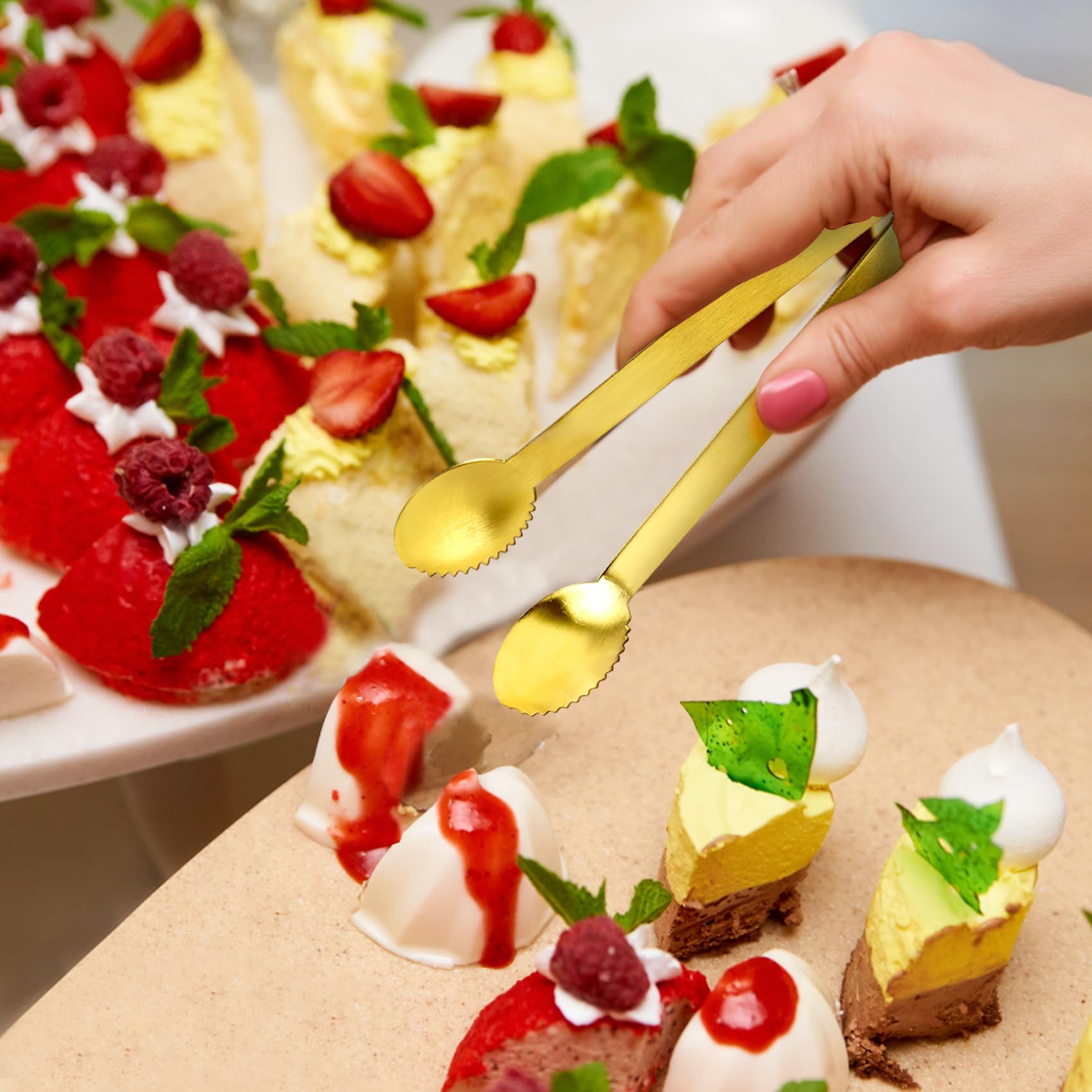 Jcren 12 Pcs Gold Tongs Serving Tongs Stainless Steel Tongs For Serving Food, Sugar Tongs Ice Tongs For Tea Party, Coffee, Appet