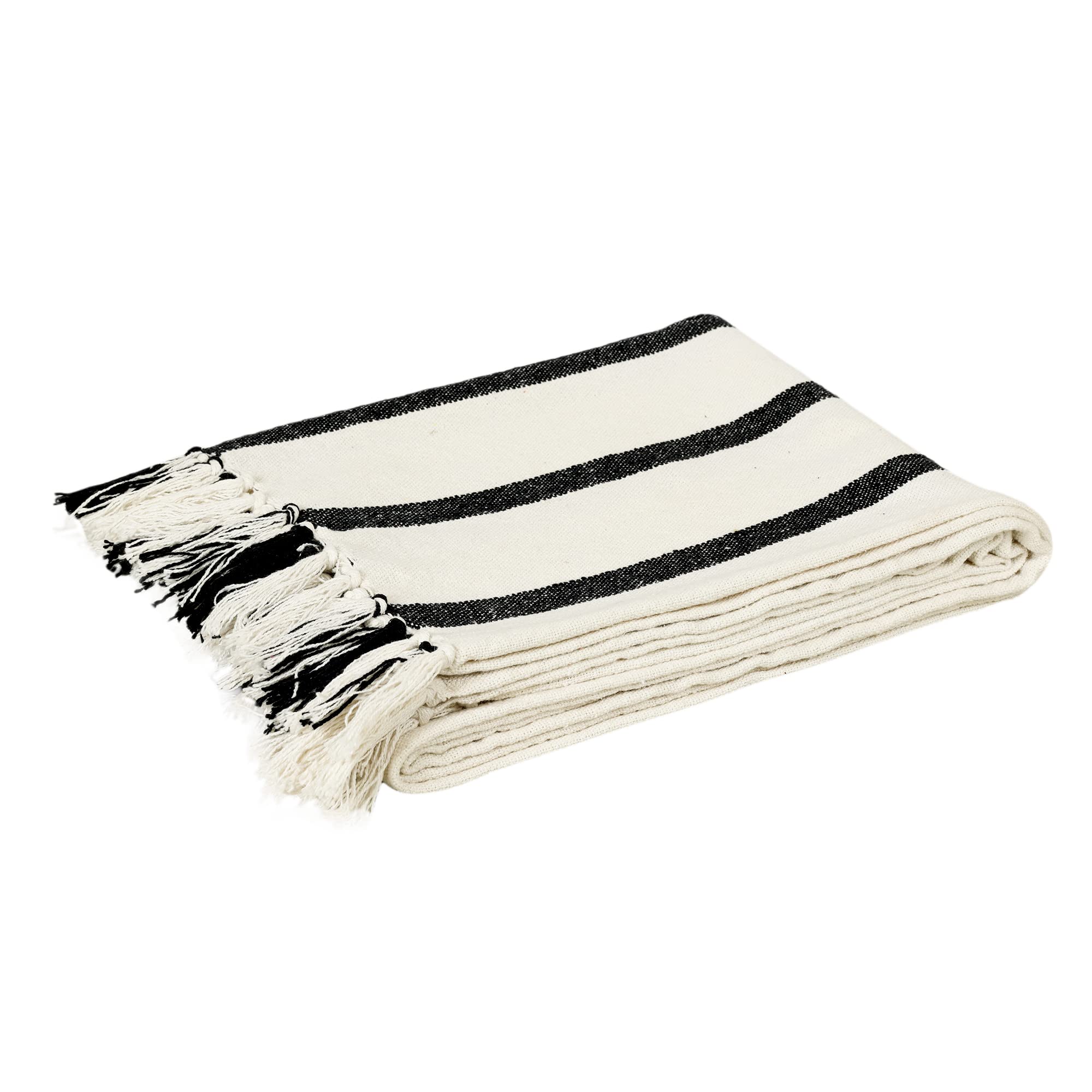Sashaa World Striped Throw Blanket | Throw Blanket For Living Room, Bedroom, Sofa & Chair | Beige & Black Throw Blanket | Size 1