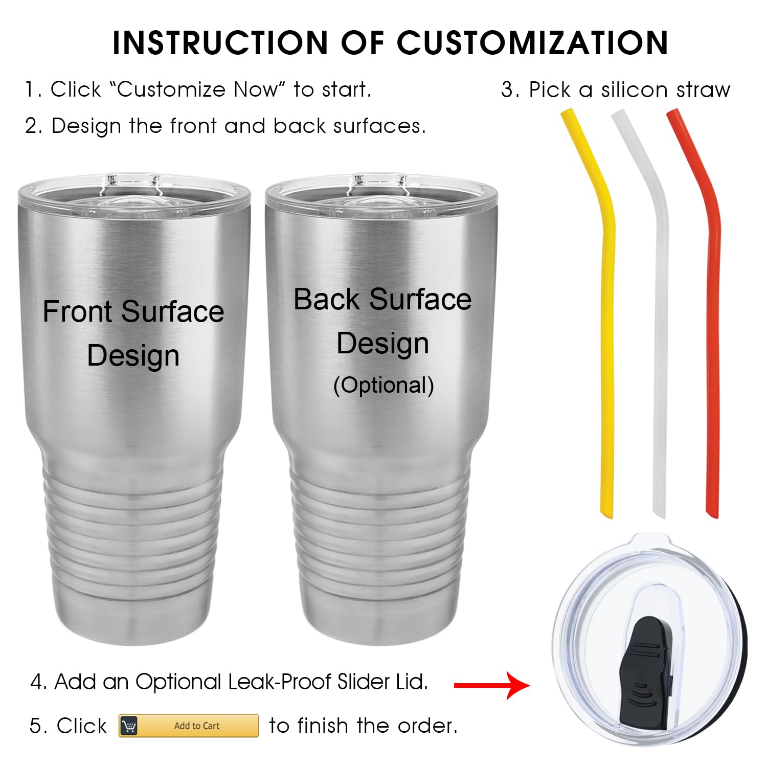 Personalized Tumblers 30oz with Lids and Straws  Your Name Engraved in USA Customized Cups  Stainless Steel Vacuum Insulated Coffee Mugs  Personalized Gifts by iProductsUS (Stainless Steel)