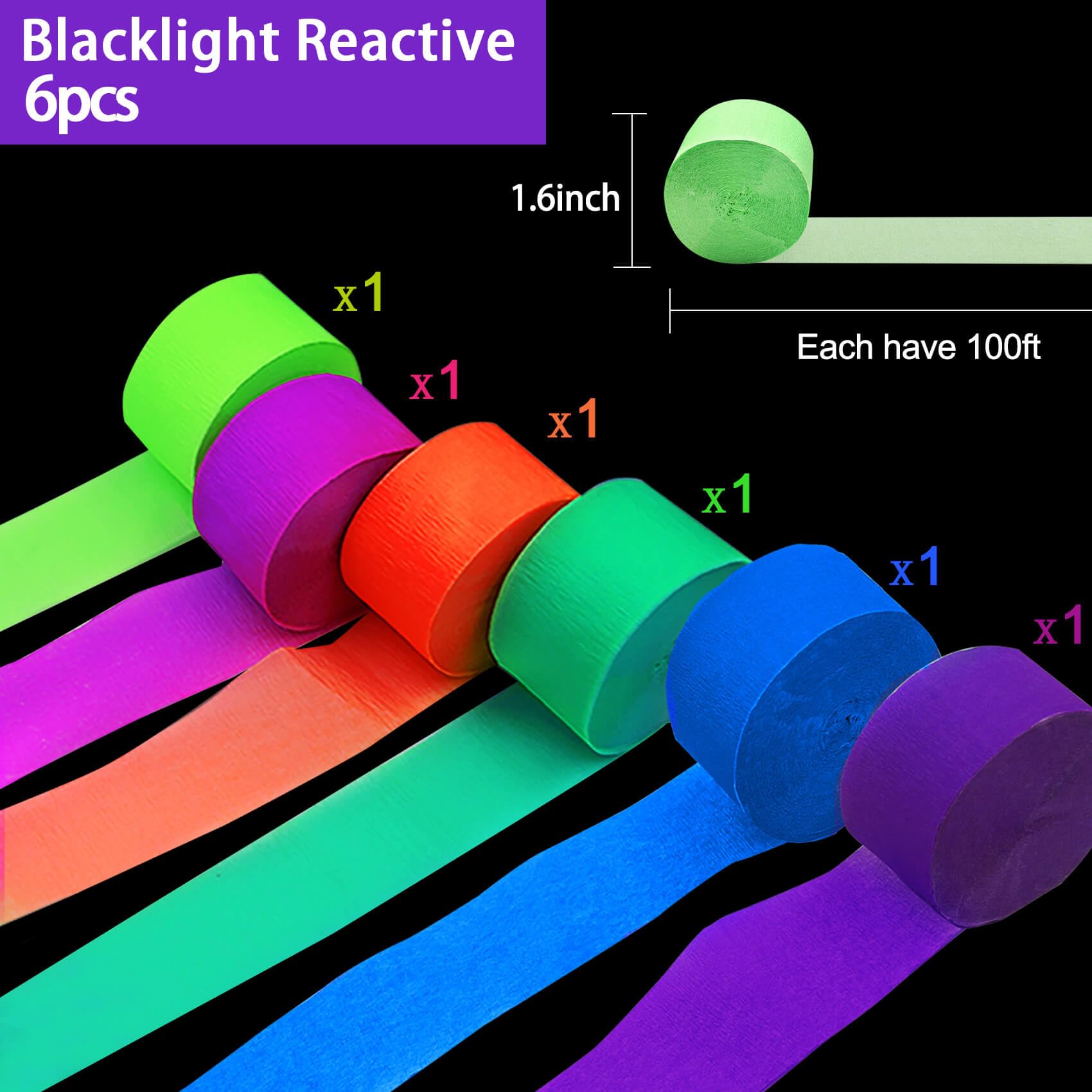 108feet UV Neon Paper Star Garland Glow in The Dark Streamers for neon Party Supplies UV Fluorescent Reactive Paper Star Banner