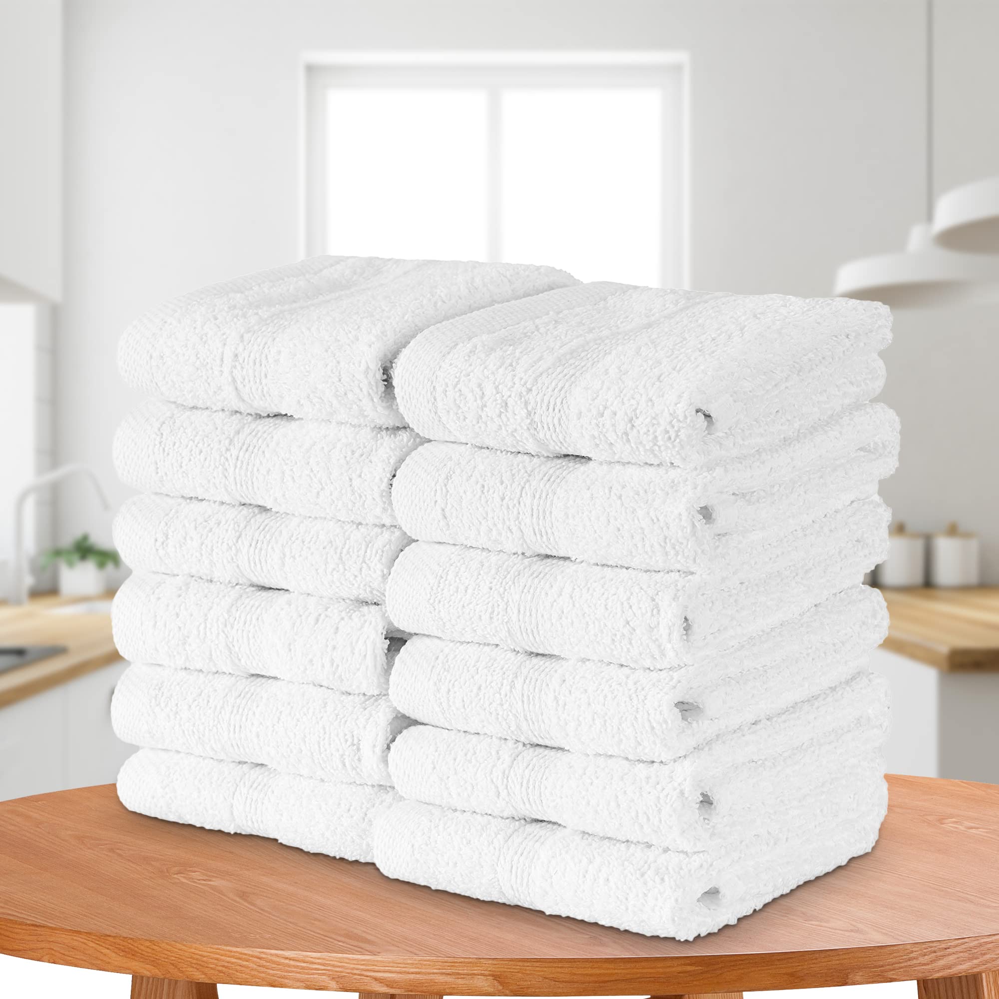 Pacific Linens Washcloths Towels, 100% Cotton, 13X13 Inch Face Fingertip Towel For Bath And Kitchen Use - Wash Cloths, 12Pk