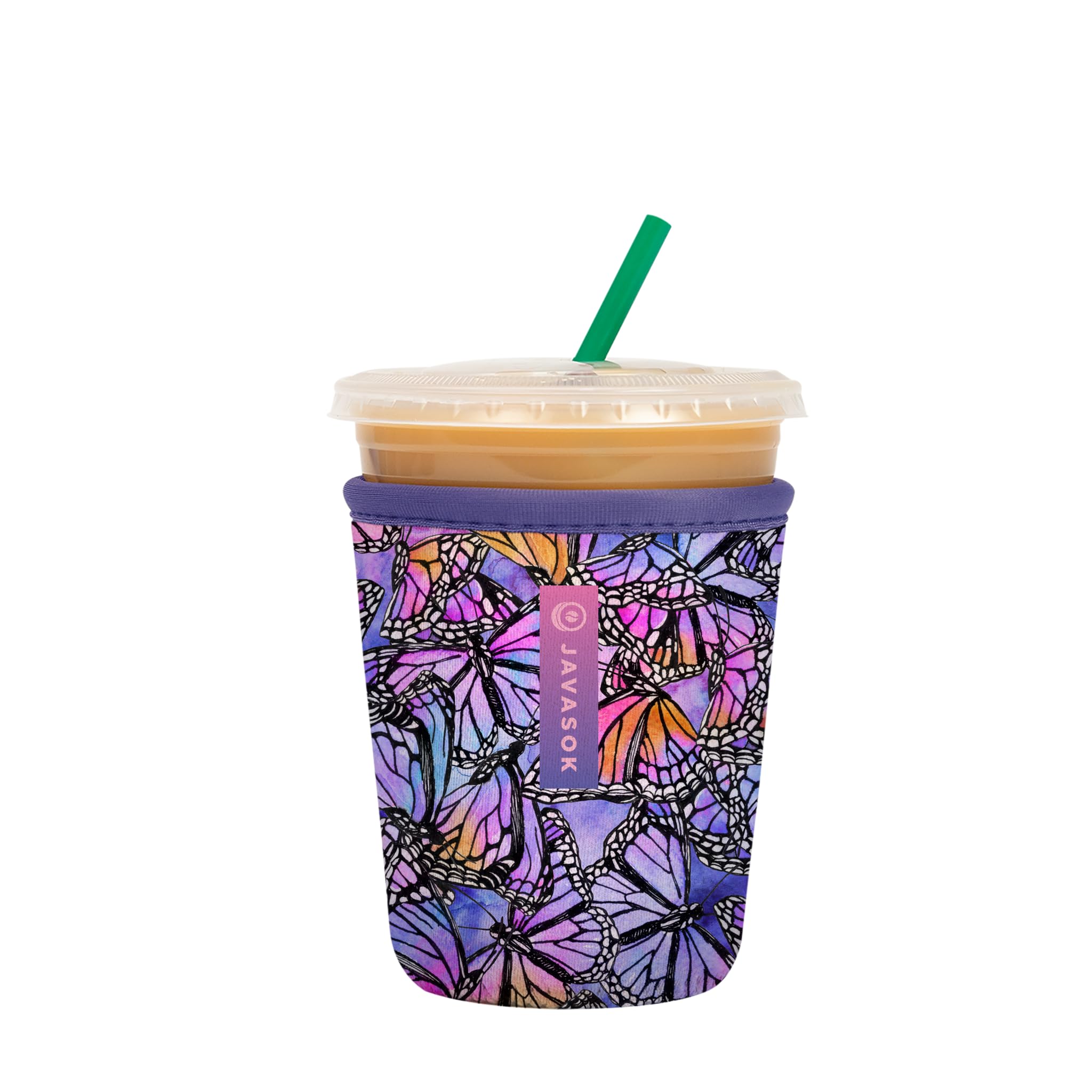 Sok It Java Sok Iced Coffee & Cold Soda Insulated Neoprene Cup Sleeve (Butterfly Galaxy, Small: 16-20oz)