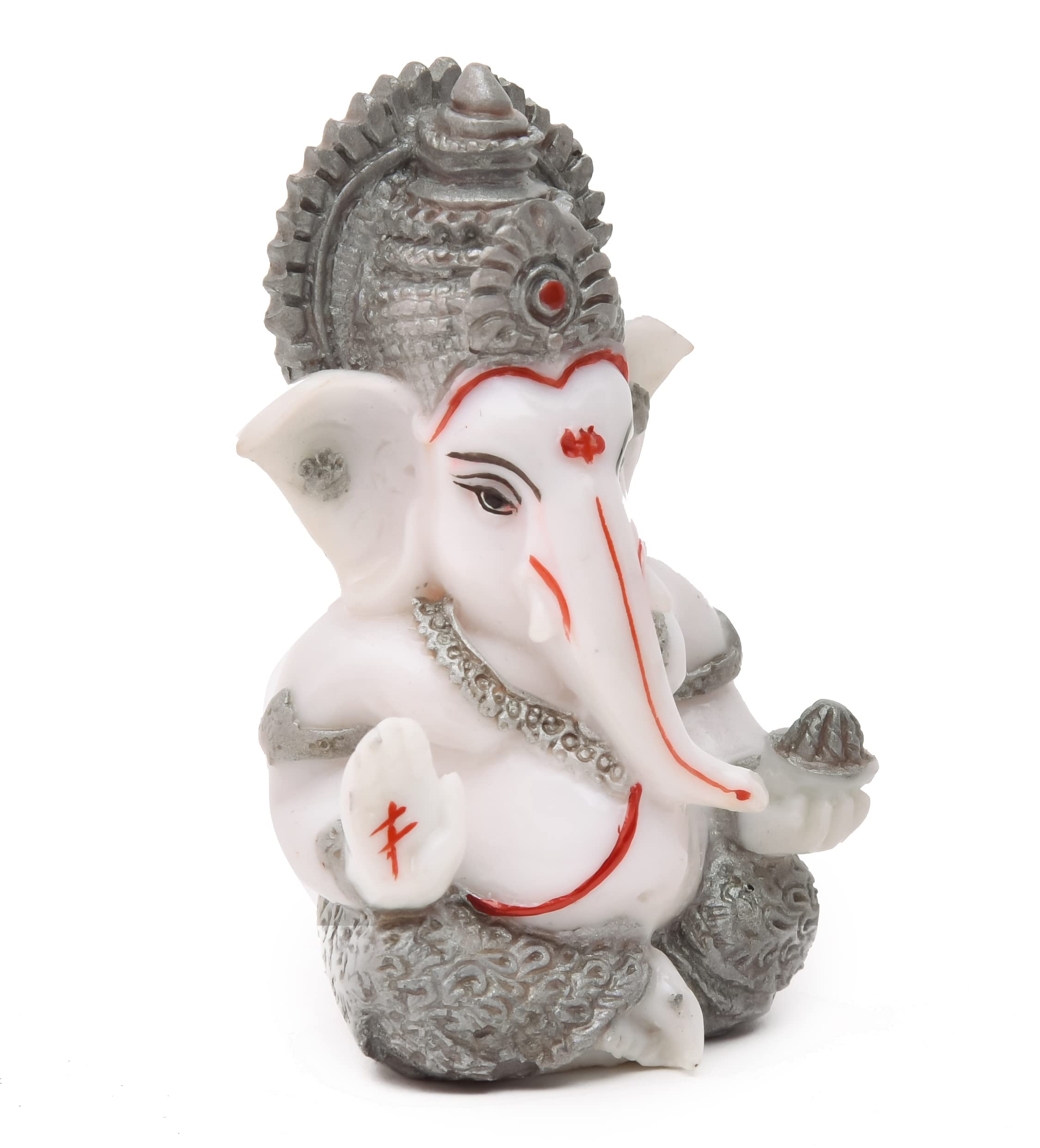 Household Hub Polyresin Hand Printed Ganesh Jimurti Lord Shiva Statue Marble Dust Syntheric For Pooja Room I Home Temple Decorat