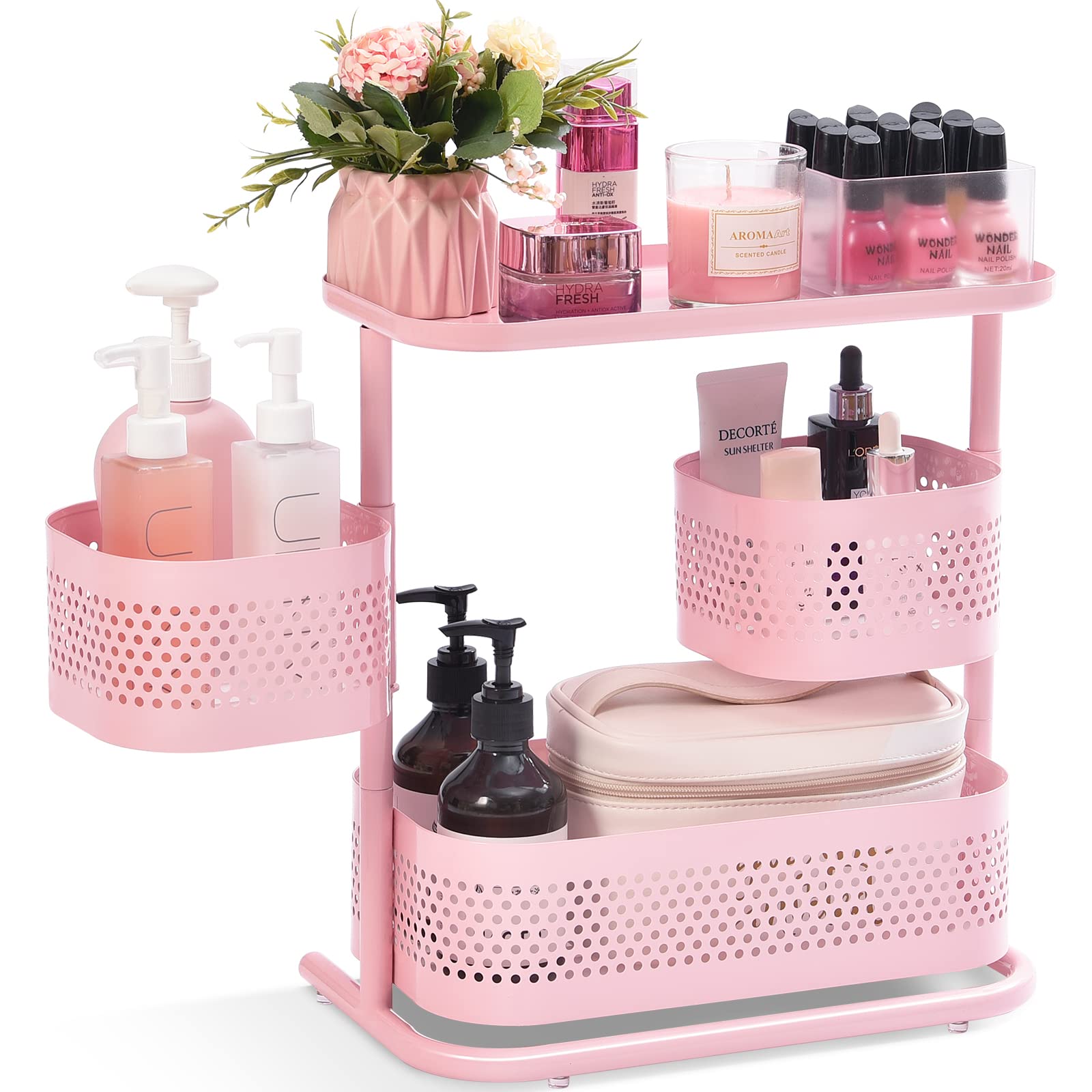Kingrack 3 Tier Bathroom Organizer Countertop, Multi-Purpose Makeup Organizer, Rotating Desktop Skincare Organizer, Vanity Tray