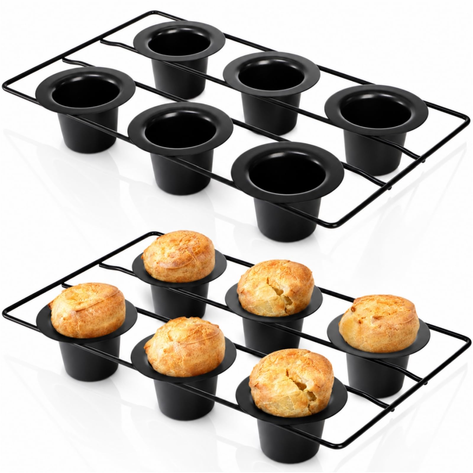 Acshio 2 Pack 12 Cup Popover Pans, Nonstick Muffin Cupcake Pan