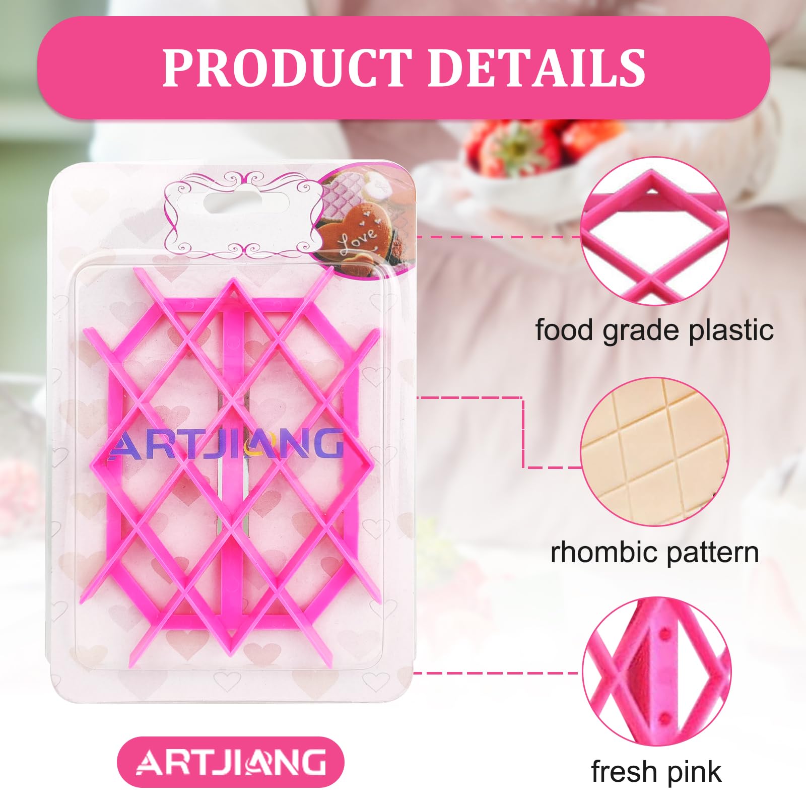 Rhombus Diamond Shape Fondant Cake Mould Embosser, 4.9In Fondant Embosser, Lace Flower Cookie Cutter, Accessories For Cake Fonda