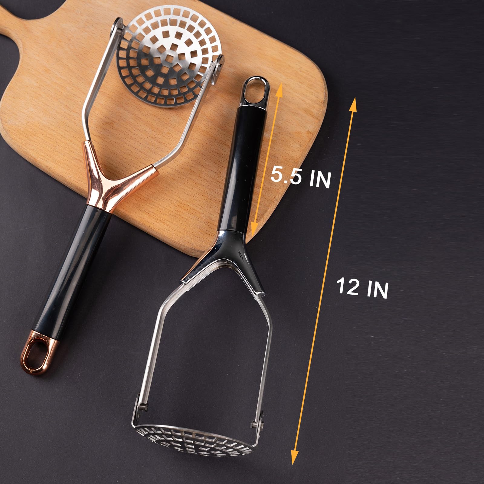 Obsoorth Potato Masher, Folding Stainless Steel Non Stick Non-Slip Mash Potatoes Masher 12 Inch Long Handle Saves Space Heavy Du