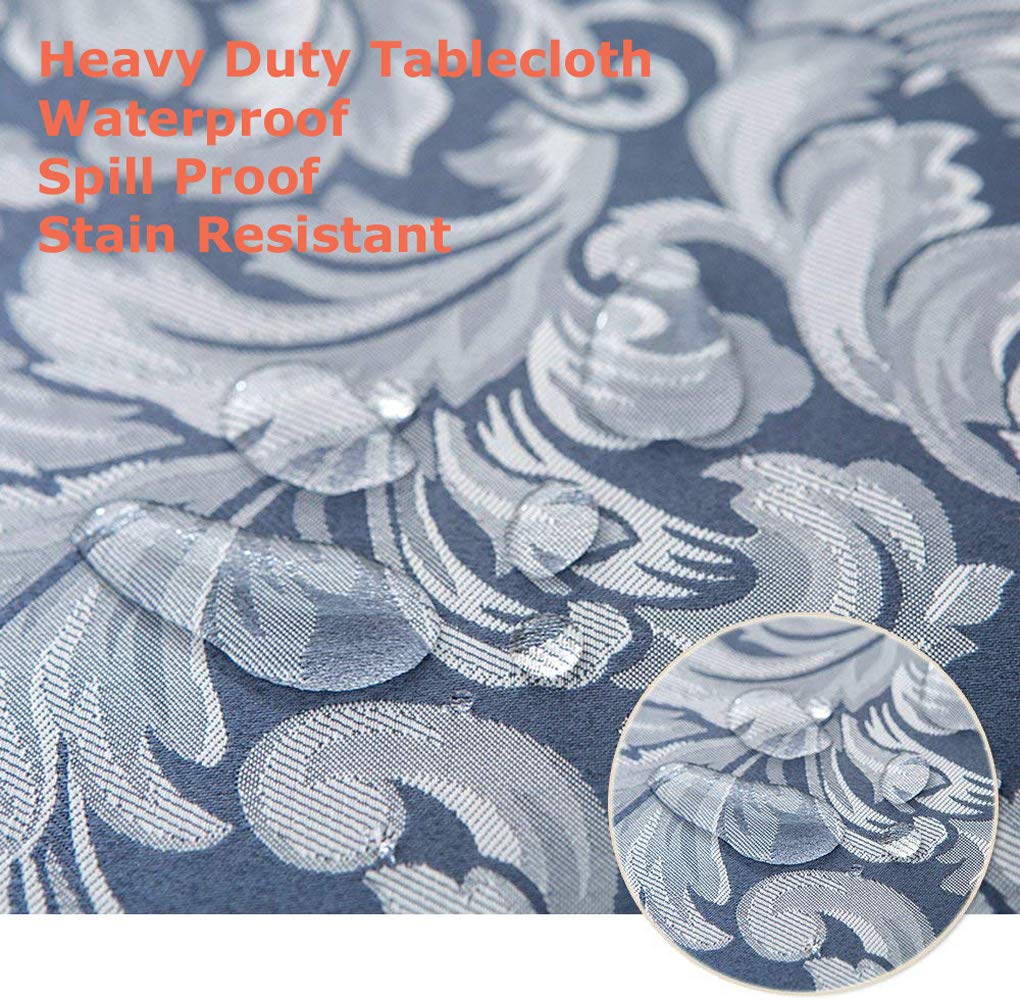 Tektrum 70 X 70 Inch Square Damask Jacquard Tablecloth Table Cover - Waterproof/Spill Proof/Stain Resistant/Wrinkle Free/Heavy D
