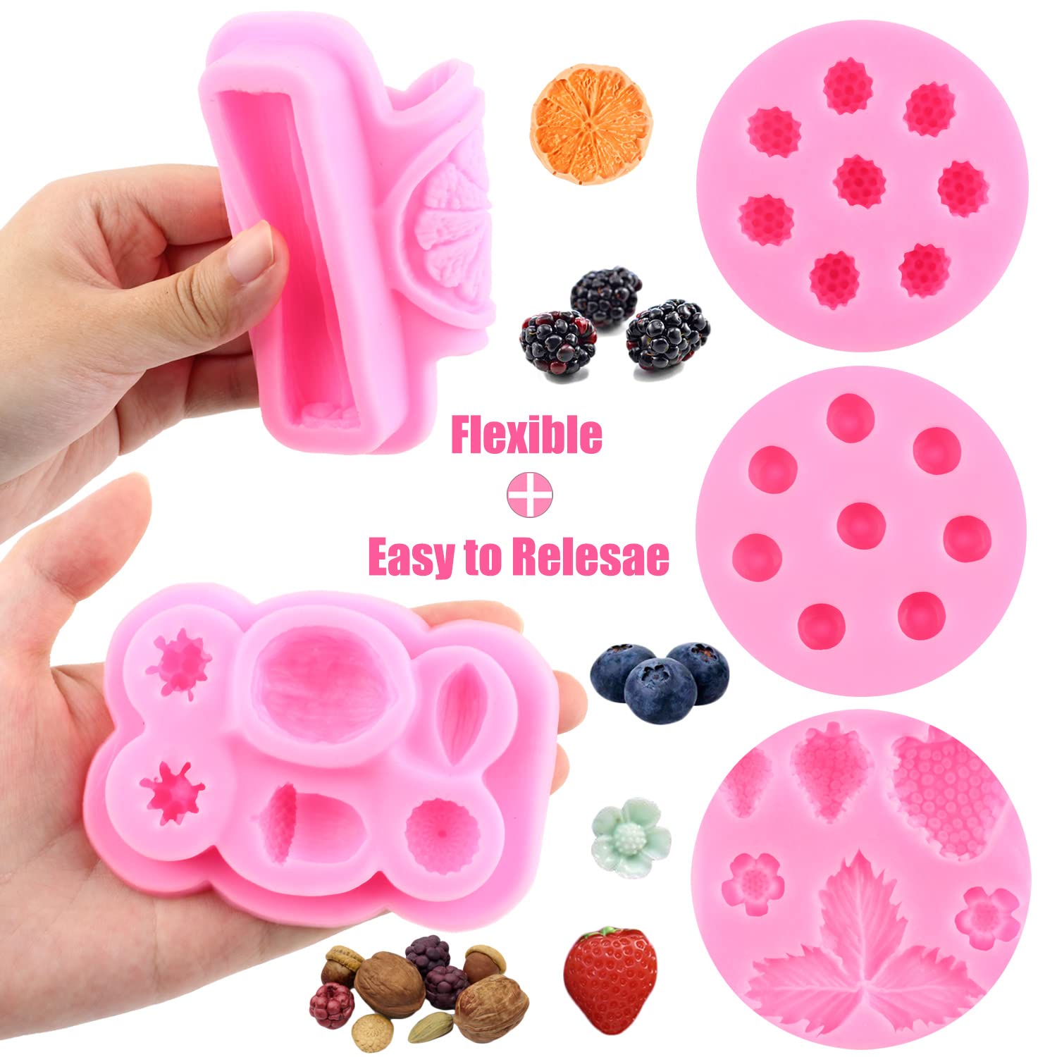Zixiang Blueberry Raspberry Strawberry Fondant Molds Nuts Berries Silicone Mold Spices Star Anise Cinnamon Lemon Mold For Cake D