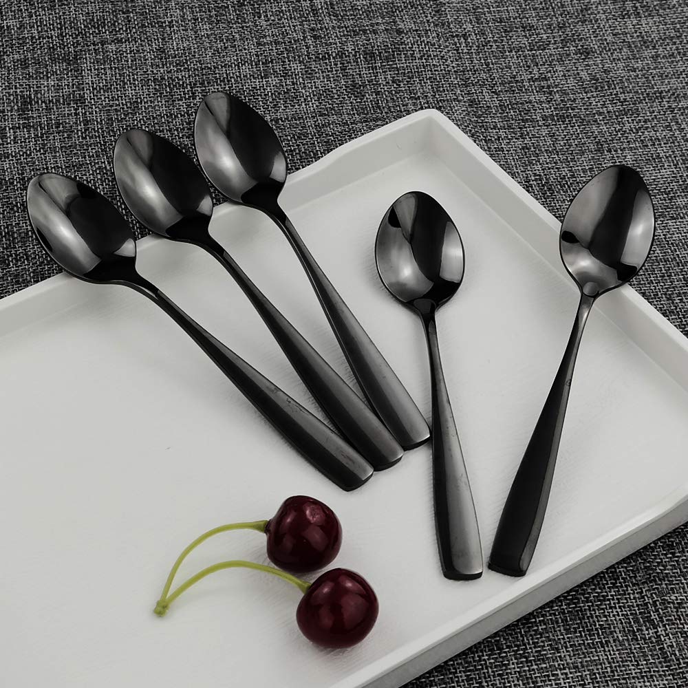 Teyyvn 16-Piece Stainless Steel Tea Spoons, Black Small Spoon