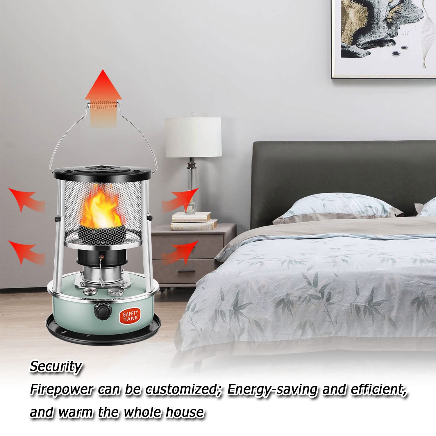 vnekjse Kerosene Heater Portable 4.5L Non-Electric for Indoor/Outdoor Use, Blue